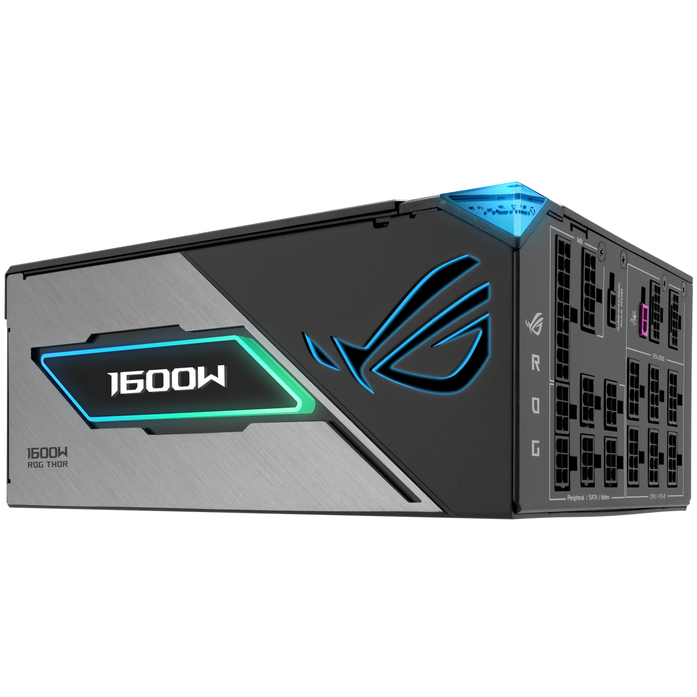A large main feature product image of ASUS ROG THOR Gaming 1600W Titanium III Modular PSU