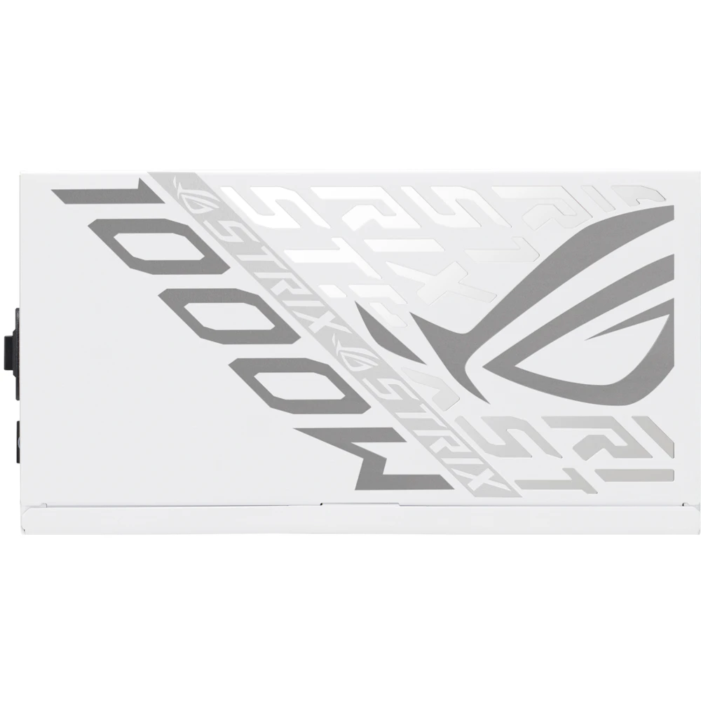 A large main feature product image of ASUS ROG Strix Gaming Evo 1000W Platinum PCIe 5.1 Modular PSU w/ Equalizer Cable - White