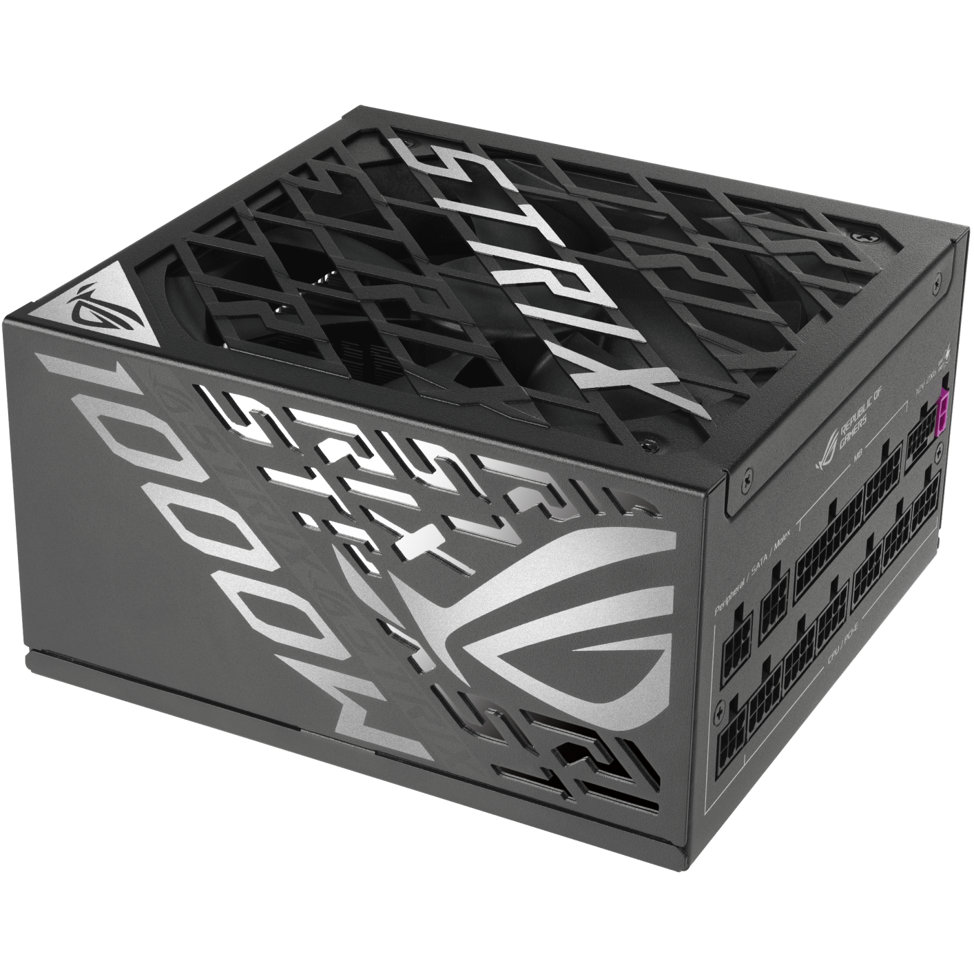 A large main feature product image of ASUS ROG Strix Gaming Evo 1000W Platinum PCIe 5.1  Modular PSU w/ Equalizer Cable