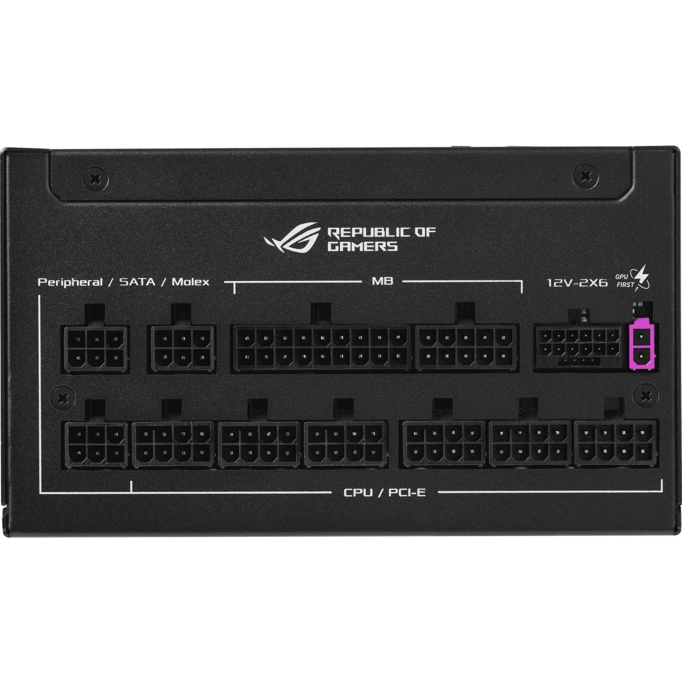 A large main feature product image of ASUS ROG Strix Gaming Evo 1000W Platinum PCIe 5.1  Modular PSU w/ Equalizer Cable