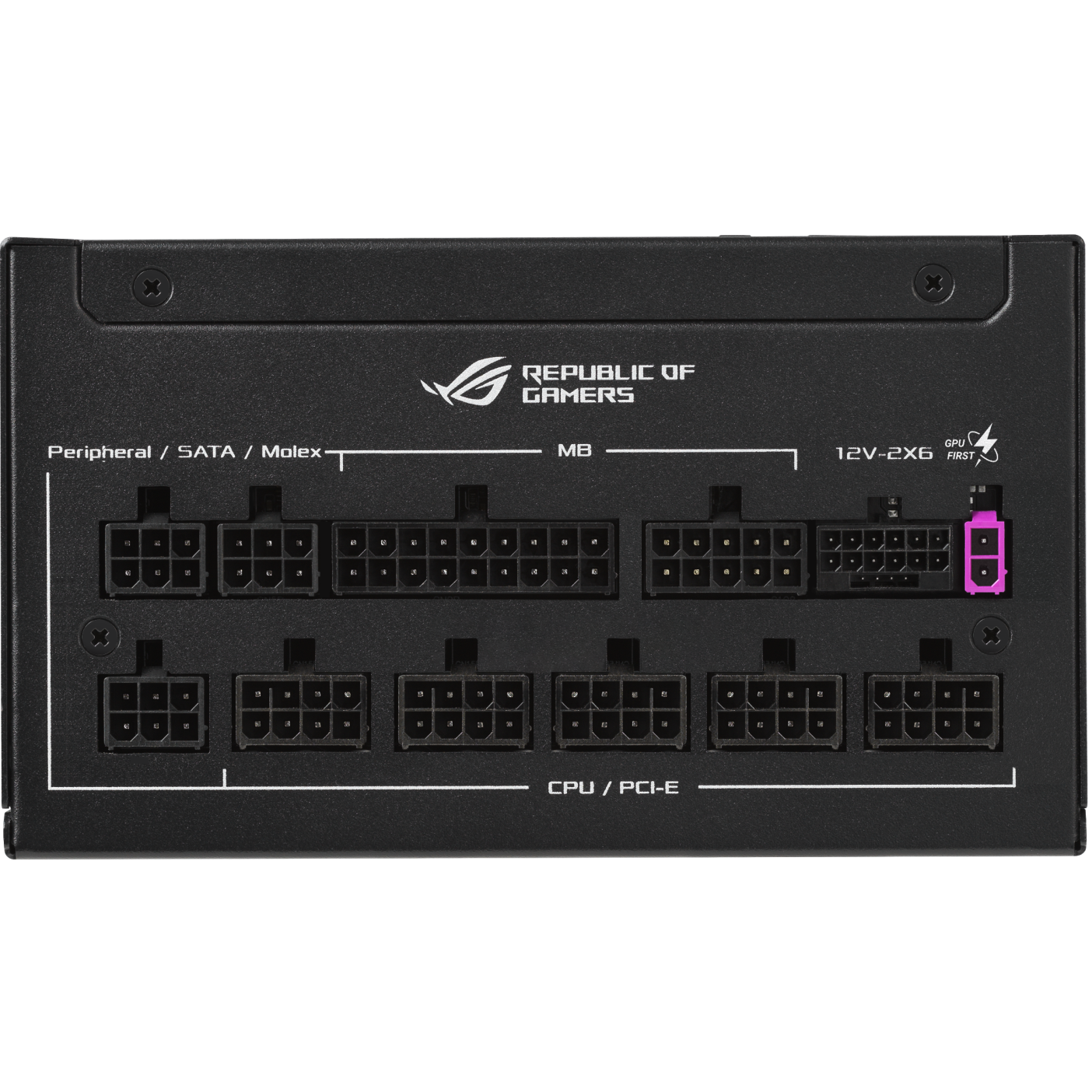 A large main feature product image of ASUS ROG Strix Gaming Evo 850W Platinum PCIe 5.1  Modular PSU w/ Equalizer Cable