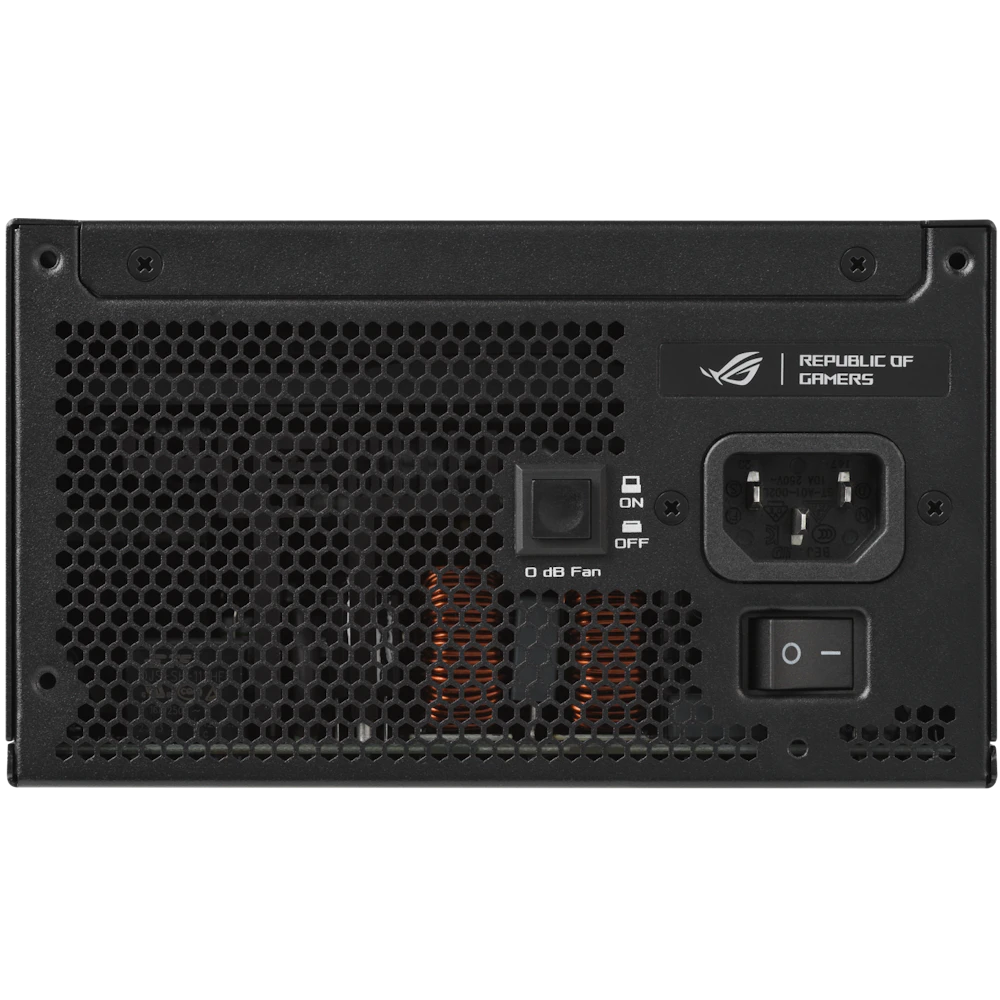 A large main feature product image of ASUS ROG Strix Gaming Evo 850W Platinum PCIe 5.1 Modular PSU w/ Equalizer Cable