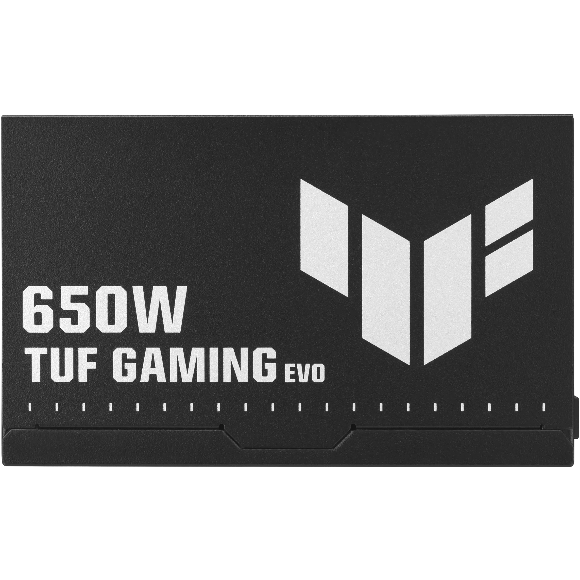 A large main feature product image of ASUS TUF Gaming Evo 650W Bronze Modular PSU