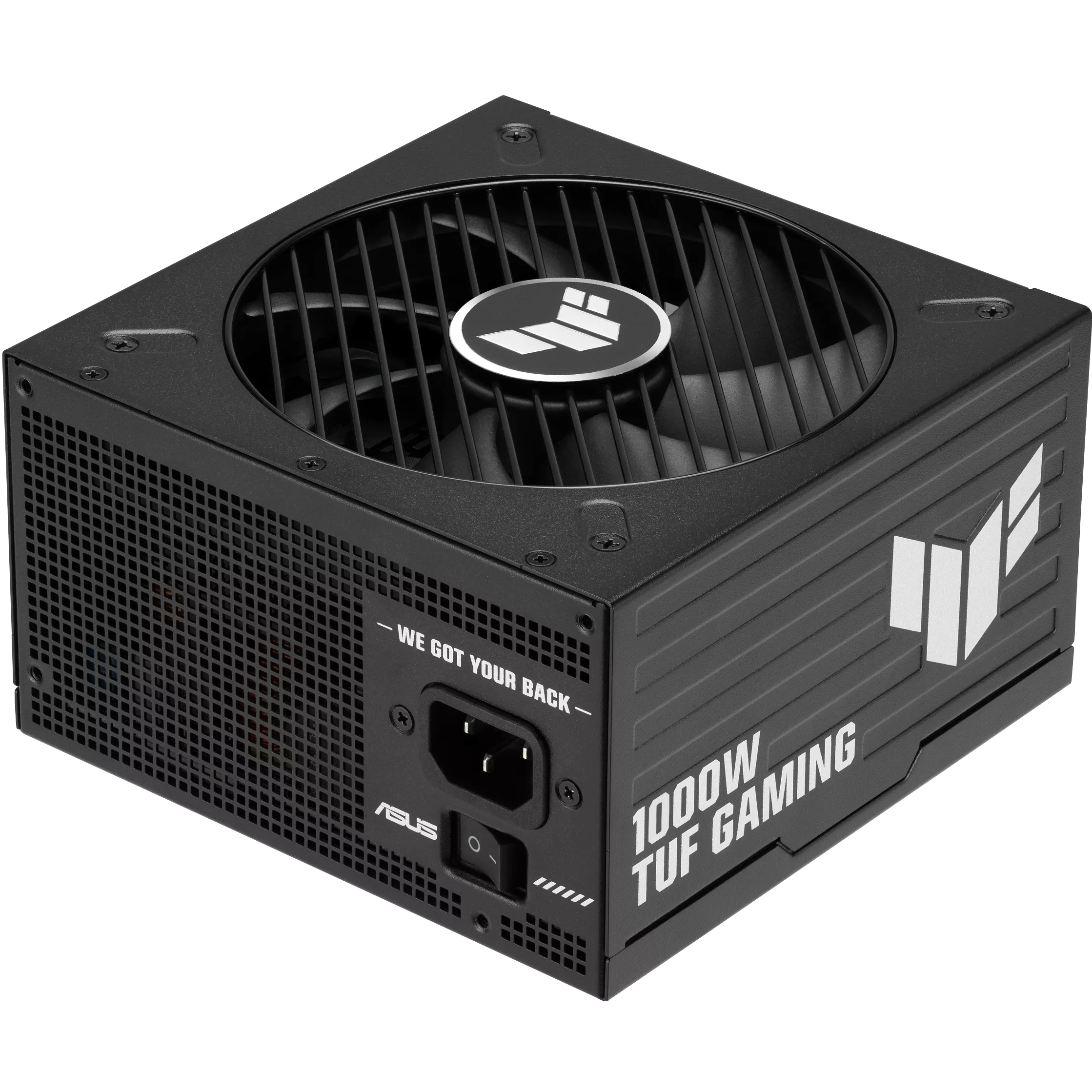 A large main feature product image of ASUS TUF Gaming 1000W Platinum PCIe 5.1 Modular PSU