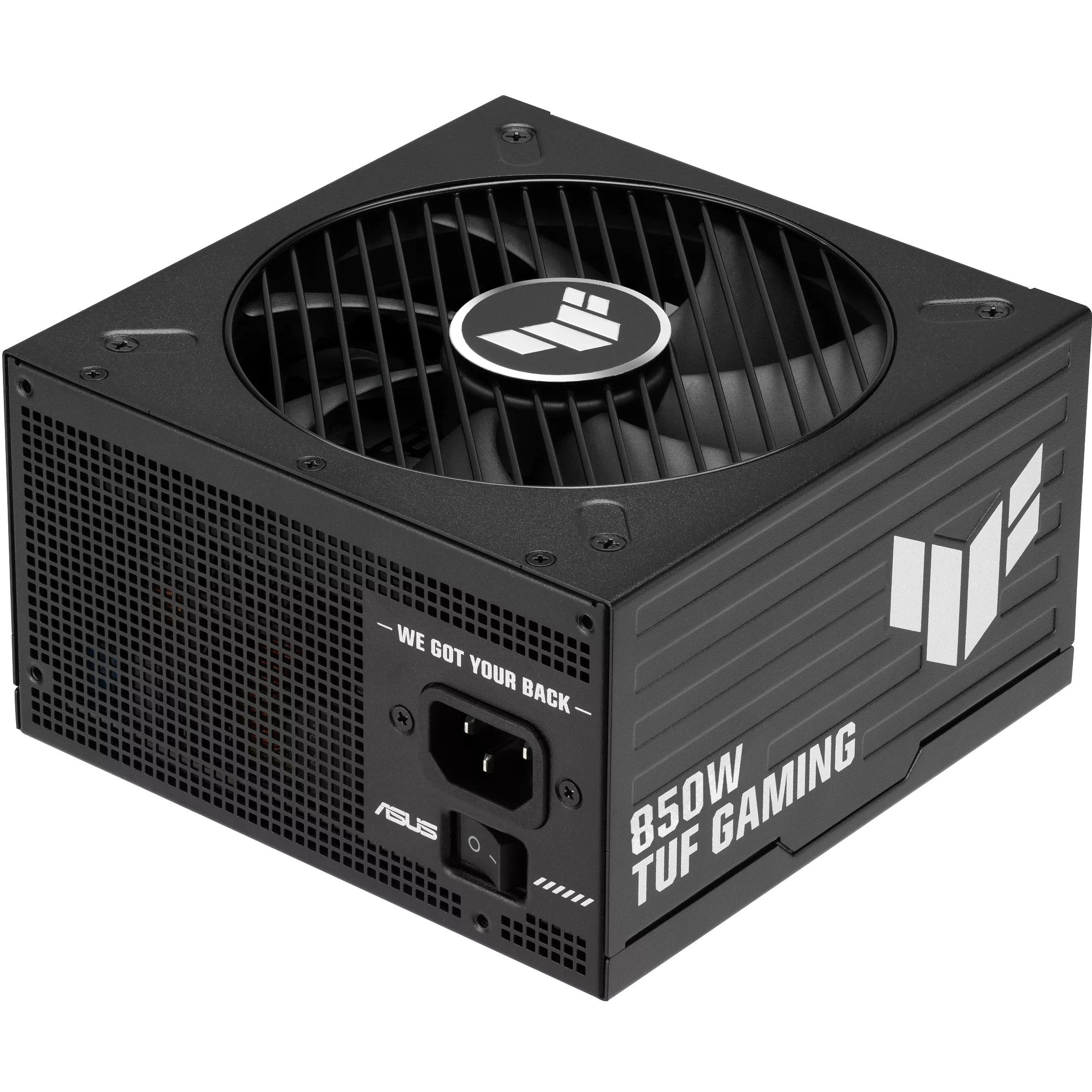 A large main feature product image of ASUS TUF Gaming 850W Platinum PCIe 5.1  Modular PSU