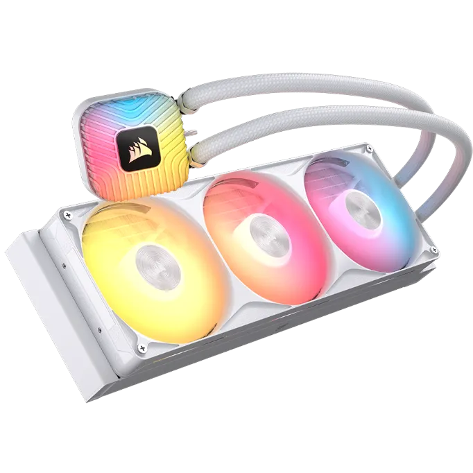 A large main feature product image of Corsair NAUTILUS II 360 RS ARGB - 360mm AIO Liquid CPU Cooler (White)
