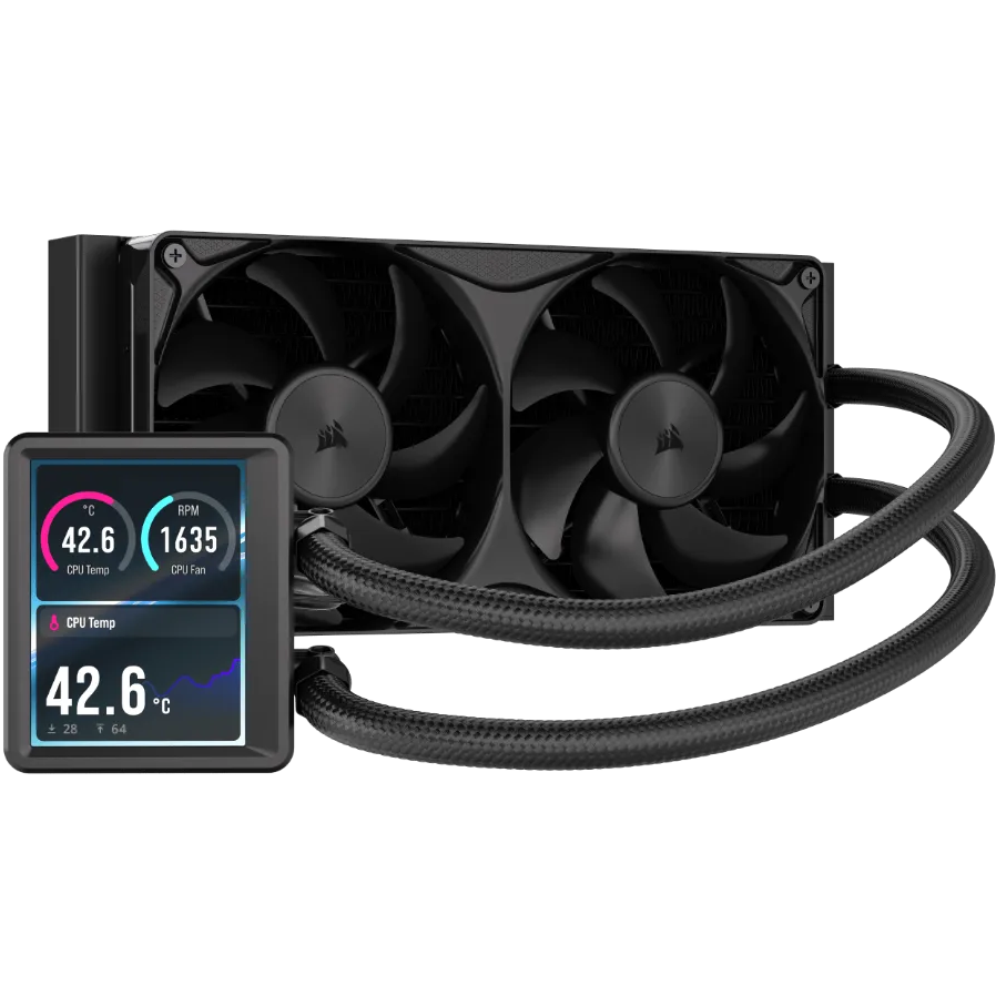 A large main feature product image of Corsair NAUTILUS II 240 RS LCD - 240mm AIO Liquid CPU Cooler (Black)