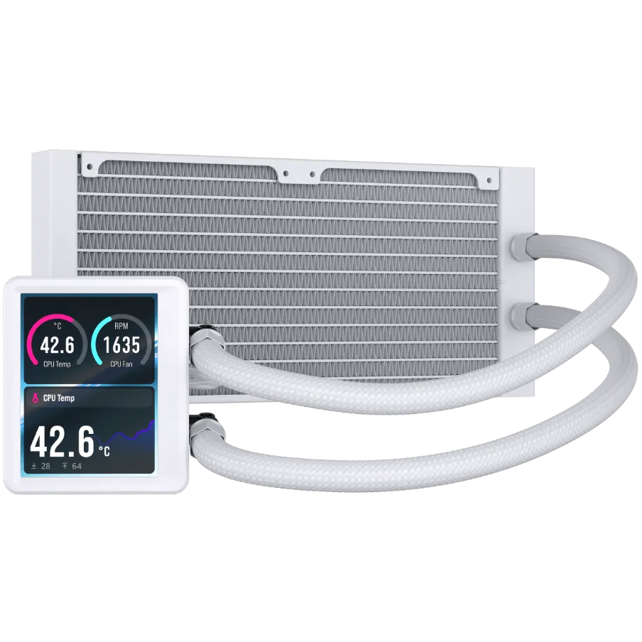 A large main feature product image of Corsair NAUTILUS II 240 RS LCD - 240mm AIO Liquid CPU Cooler (White)