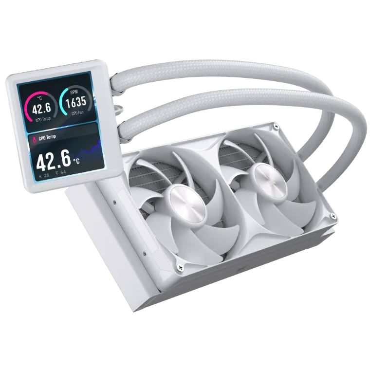 A large main feature product image of Corsair NAUTILUS II 240 RS LCD - 240mm AIO Liquid CPU Cooler (White)