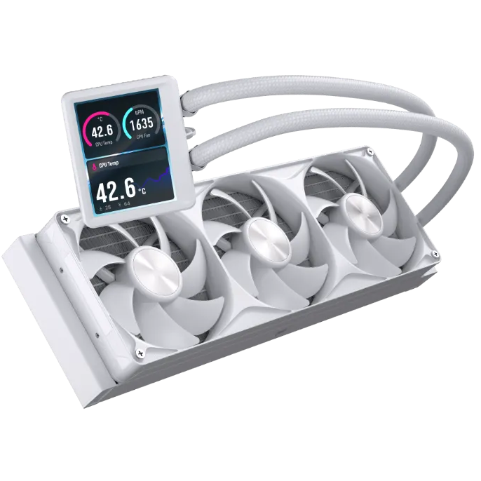 A large main feature product image of Corsair NAUTILUS II 360 RS LCD - 360mm AIO Liquid CPU Cooler (White)