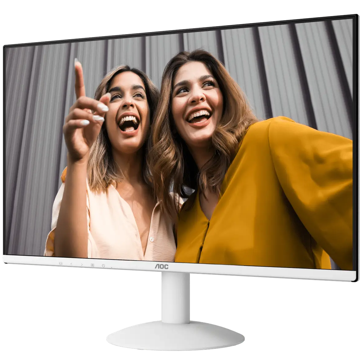 A large main feature product image of EX-DEMO AOC 24B30H3 - 24" 1080p 120Hz 1ms IPS Monitor - White