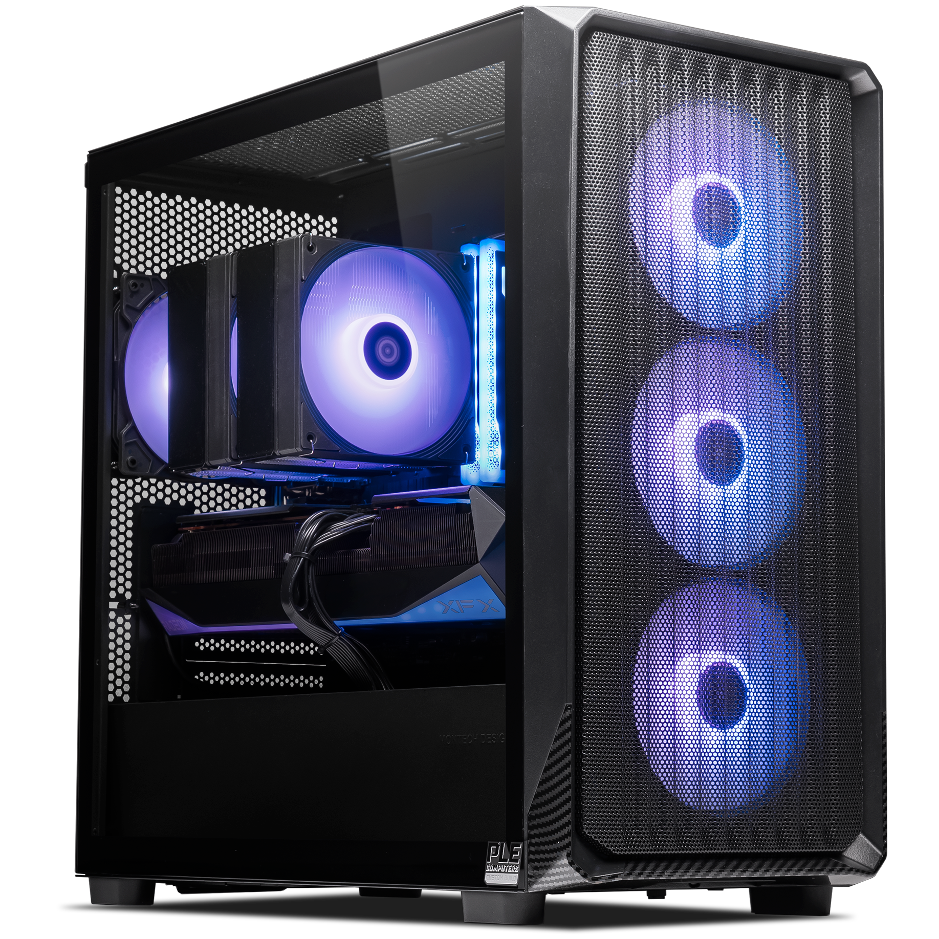 A large main feature product image of PLE Nova RX 9070 XT Prebuilt Ready To Go Gaming PC
