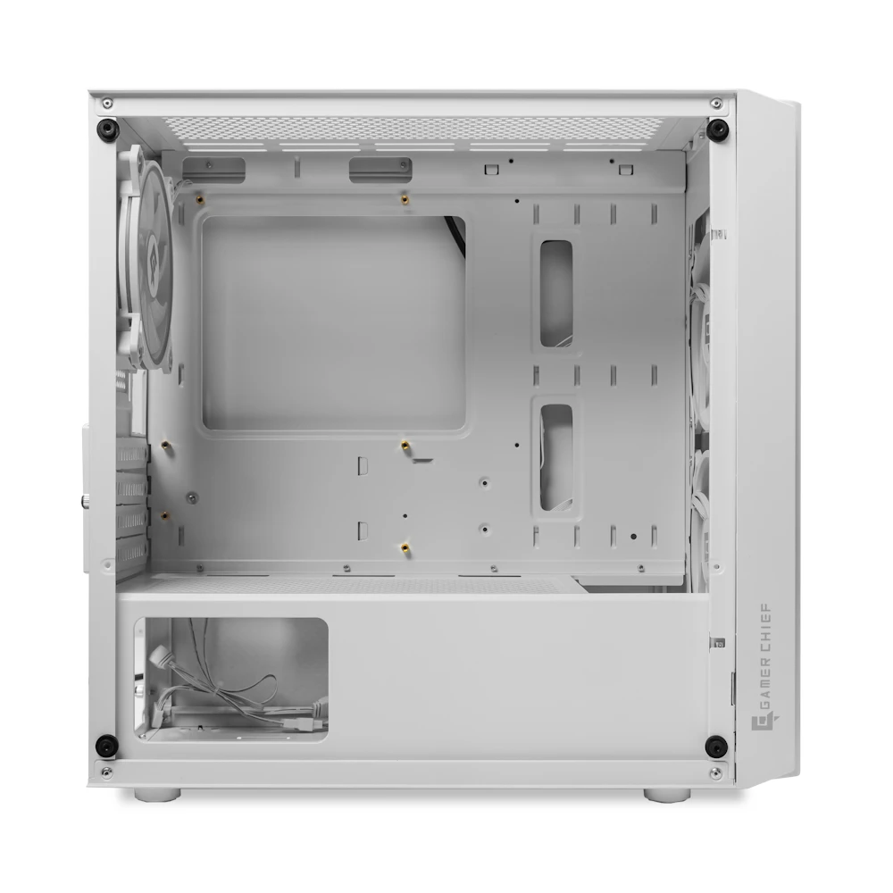 A large main feature product image of EX-DEMO GamerChief Mesh G40 mATX Case (White)