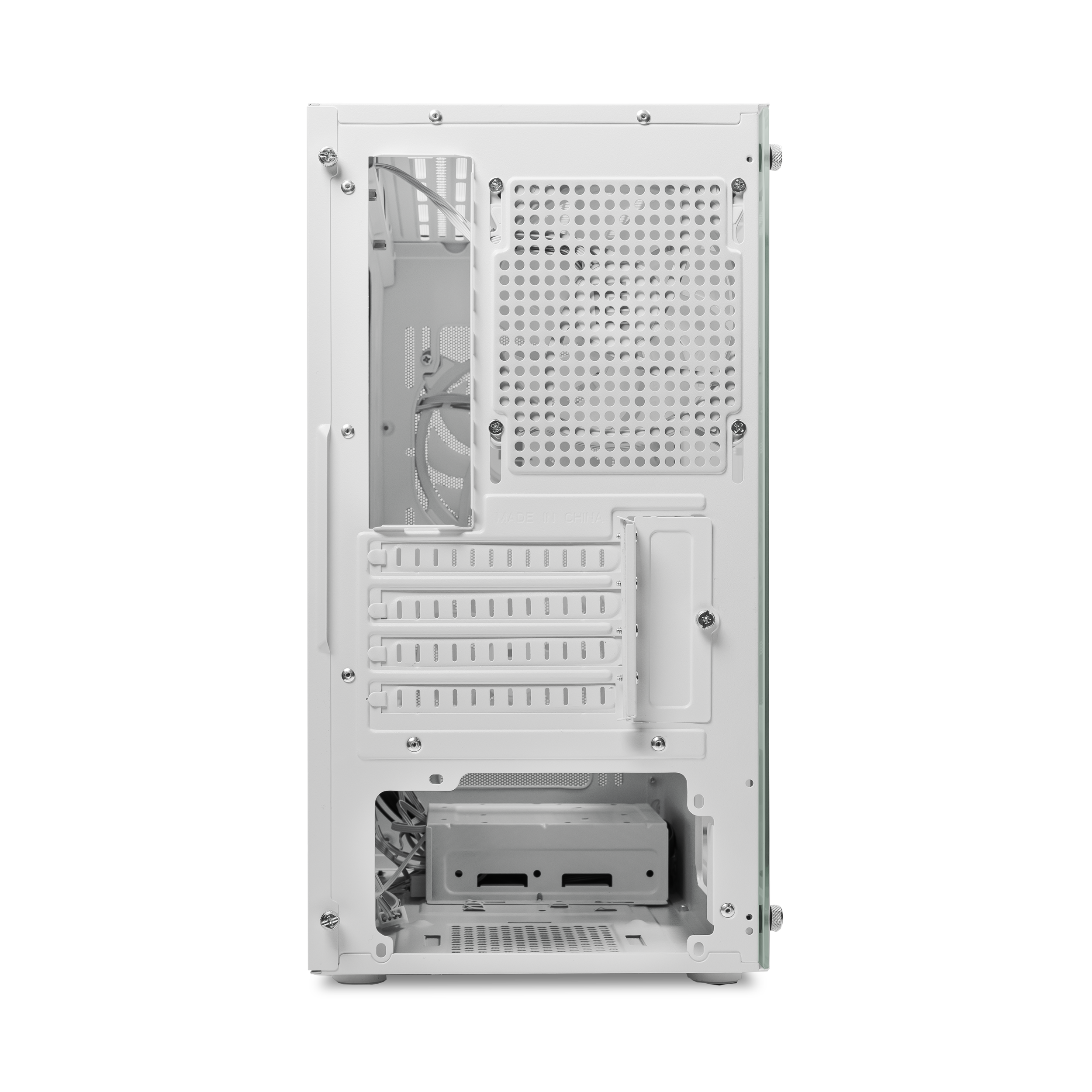 A large main feature product image of EX-DEMO GamerChief Mesh G40 mATX Case (White)