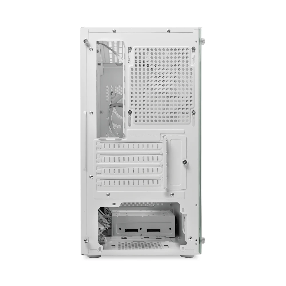 A large main feature product image of EX-DEMO GamerChief Mesh G40 mATX Case (White)