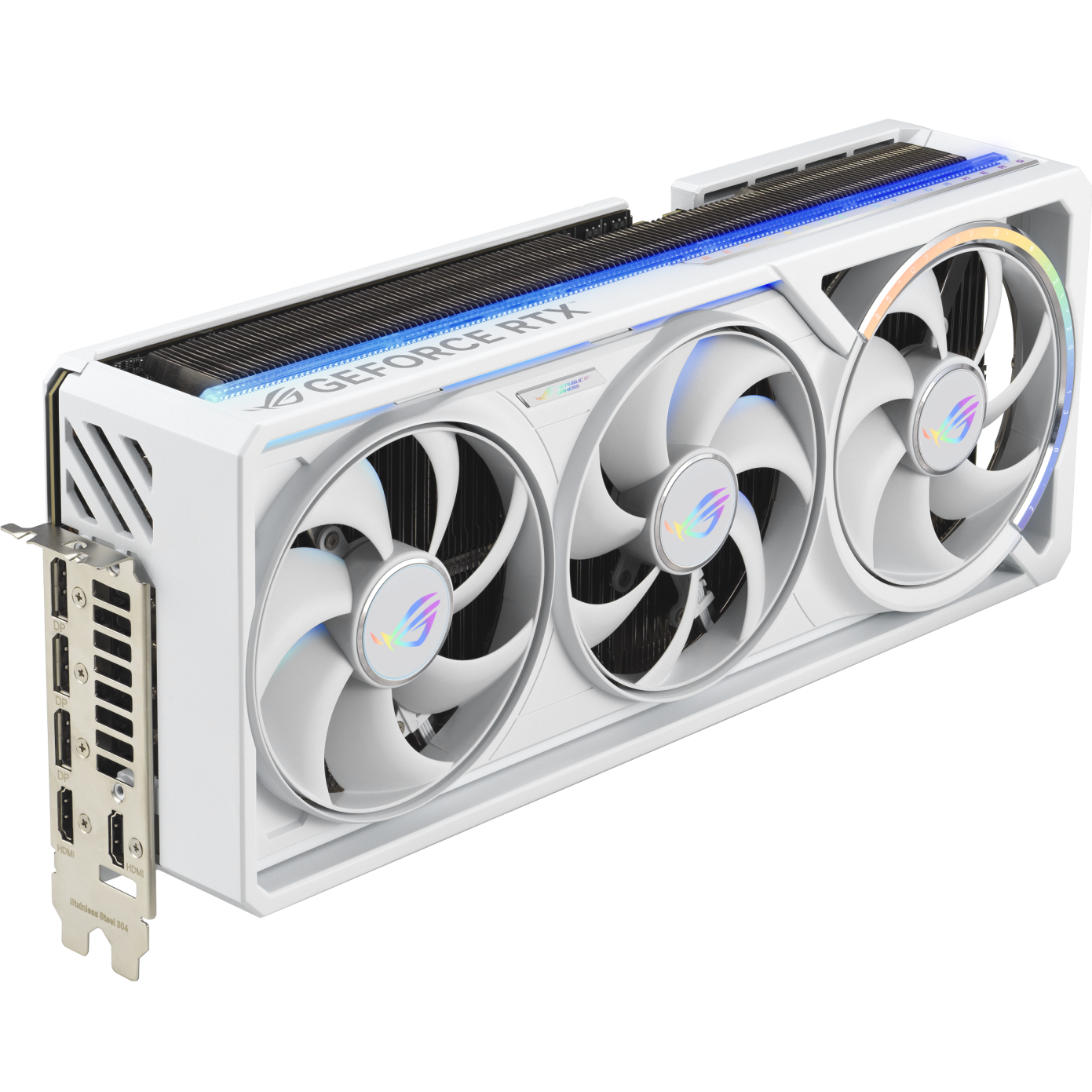 A large main feature product image of ASUS GeForce RTX 5080 ROG Astral 16GB GDDR7 (White)