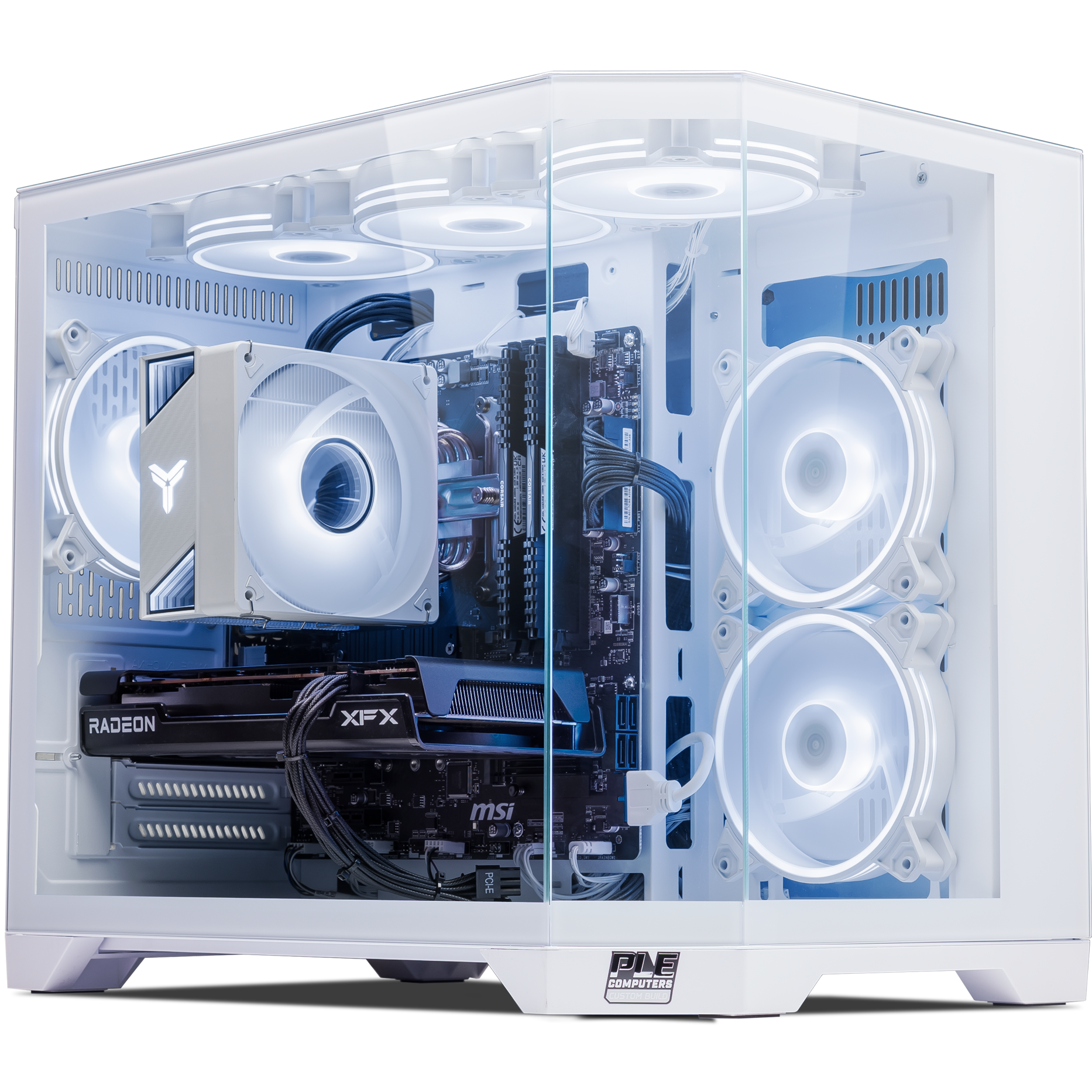 A large main feature product image of PLE Echo RX 7600 Prebuilt Ready To Go Gaming PC