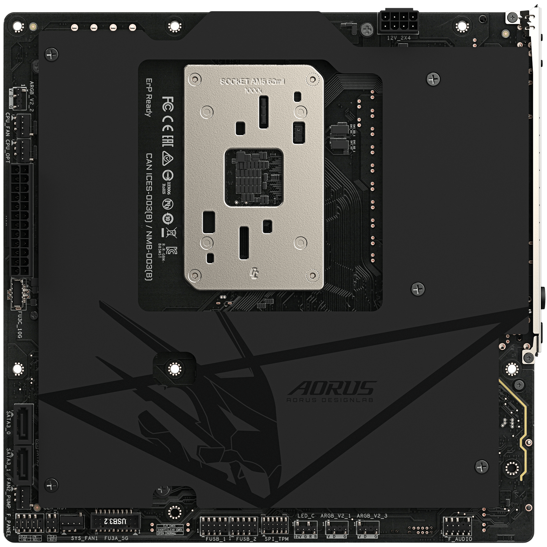 A large main feature product image of Gigabyte B850M AORUS STEALTH AM5 mATX Desktop Motherboard
