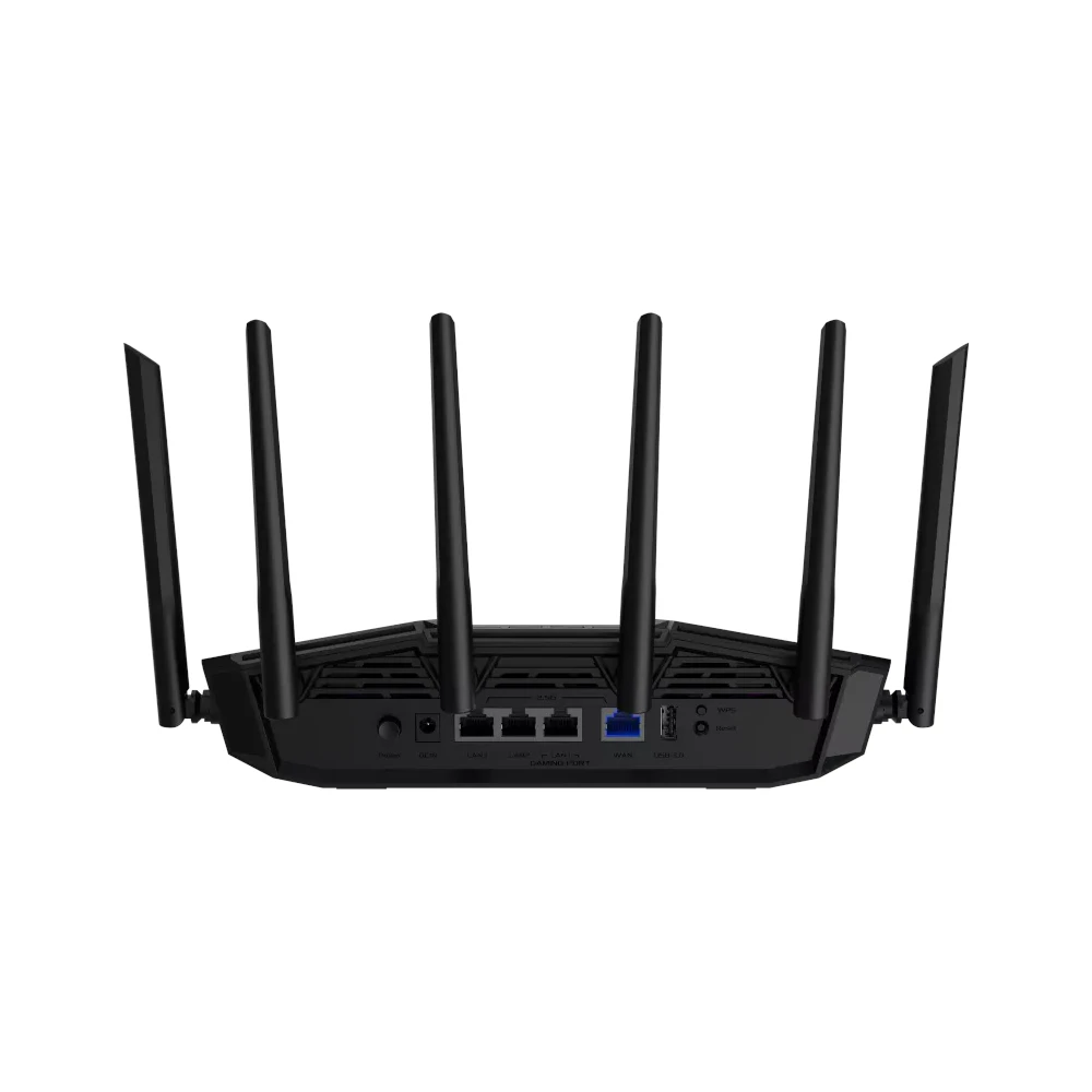 A large main feature product image of EX-DEMO ASUS TUF Gaming BE9400 Tri Band WiFi 7 Gaming Router