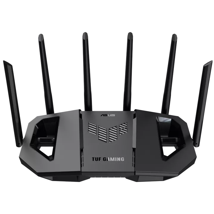A large main feature product image of EX-DEMO ASUS TUF Gaming BE9400 Tri Band WiFi 7 Gaming Router