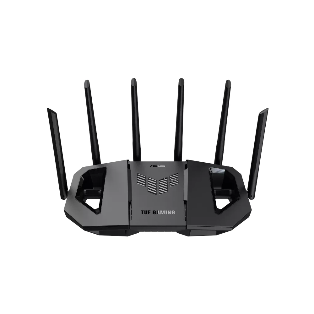 A large main feature product image of EX-DEMO ASUS TUF Gaming BE9400 Tri Band WiFi 7 Gaming Router