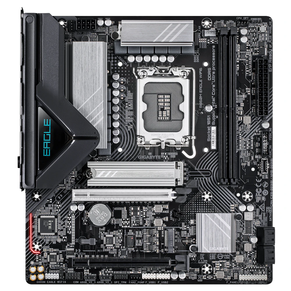 A large main feature product image of EX-DEMO Gigabyte B860M EAGLE WiFi6 LGA1851 mATX Desktop Motherboard