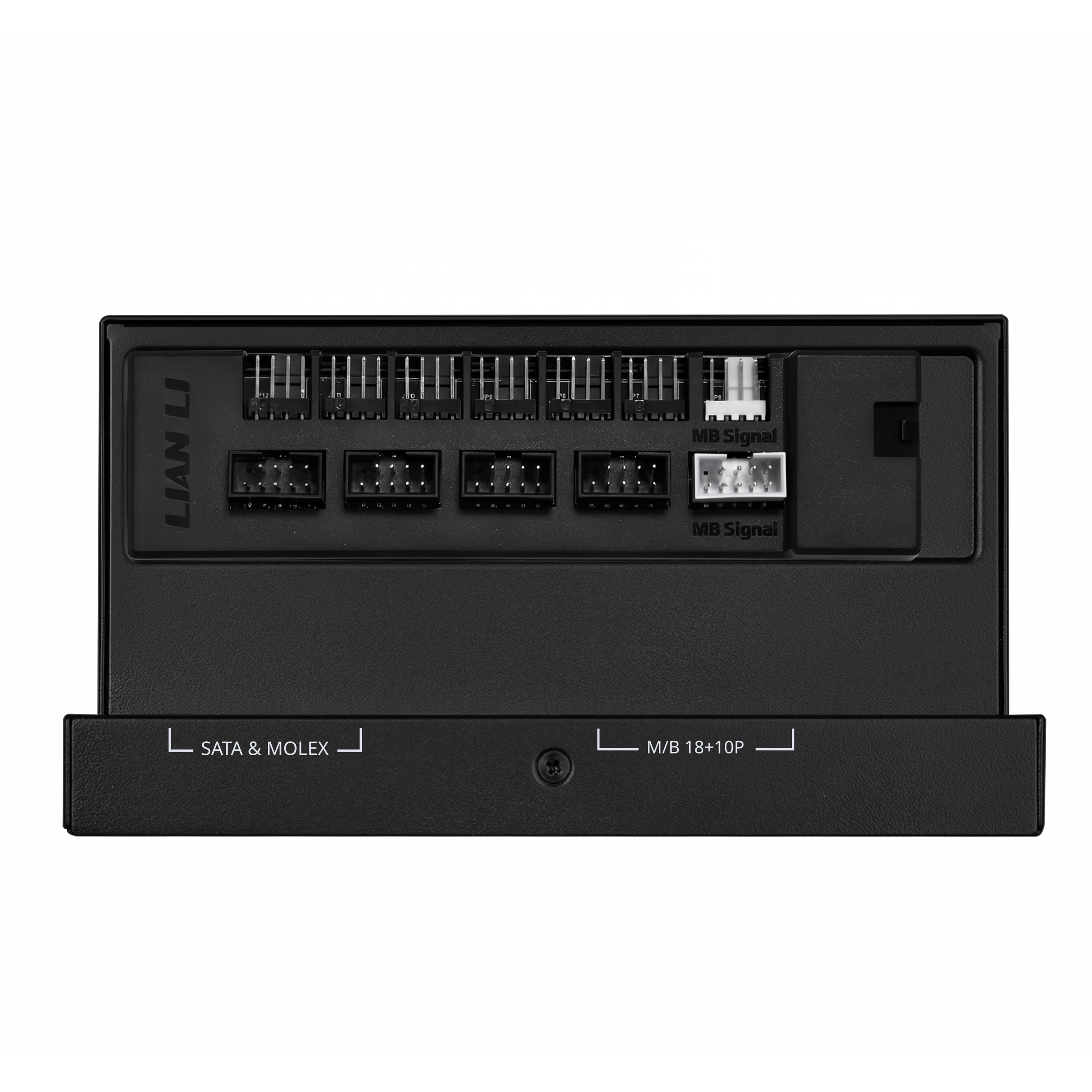 A large main feature product image of Lian Li Edge V2 1000W Gold PCIe 5.1 ATX 3.1 Modular PSU w/ Edge Hub (Black)