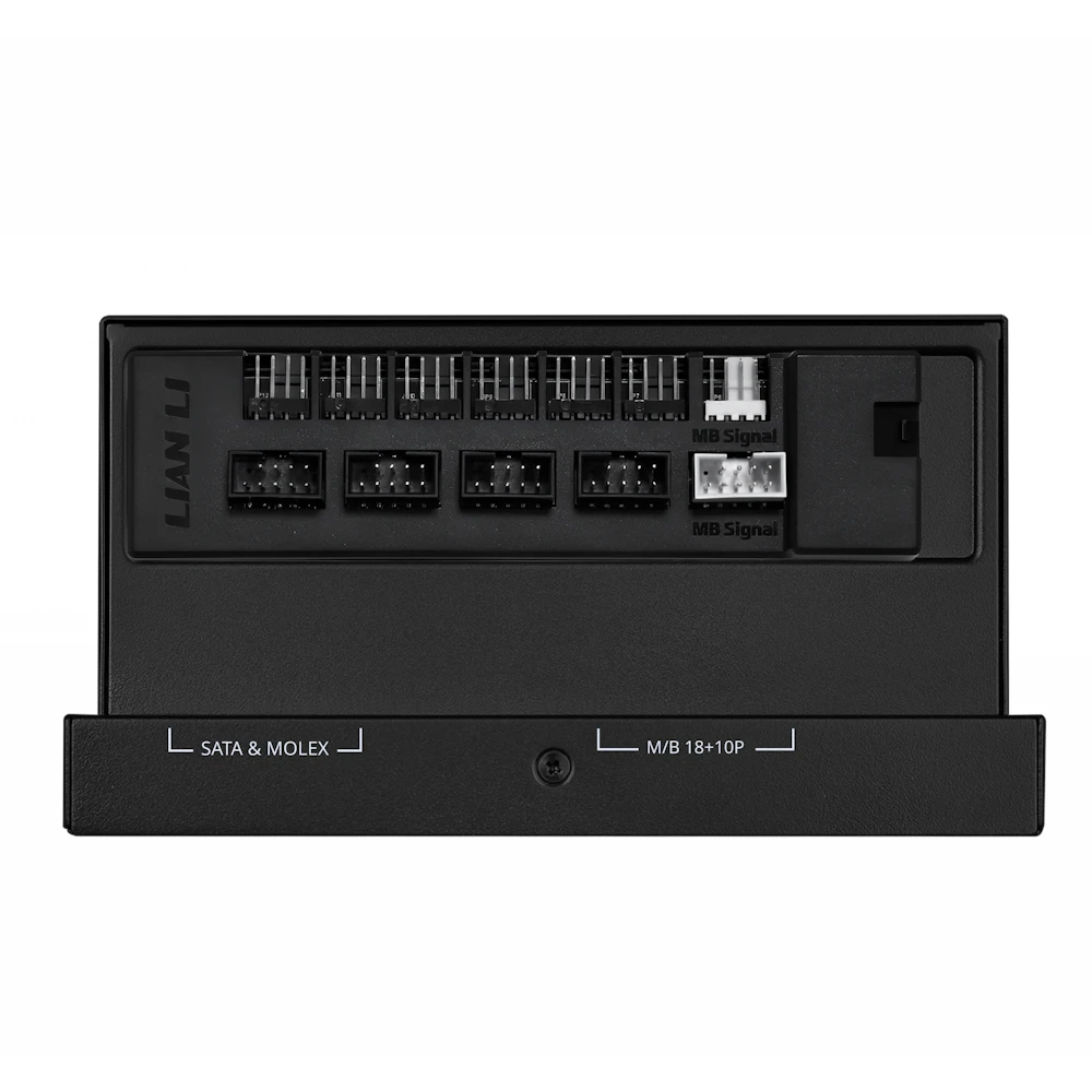 A large main feature product image of Lian Li Edge V2 1000W Gold PCIe 5.1 ATX 3.1 Modular PSU w/ Edge Hub (Black)