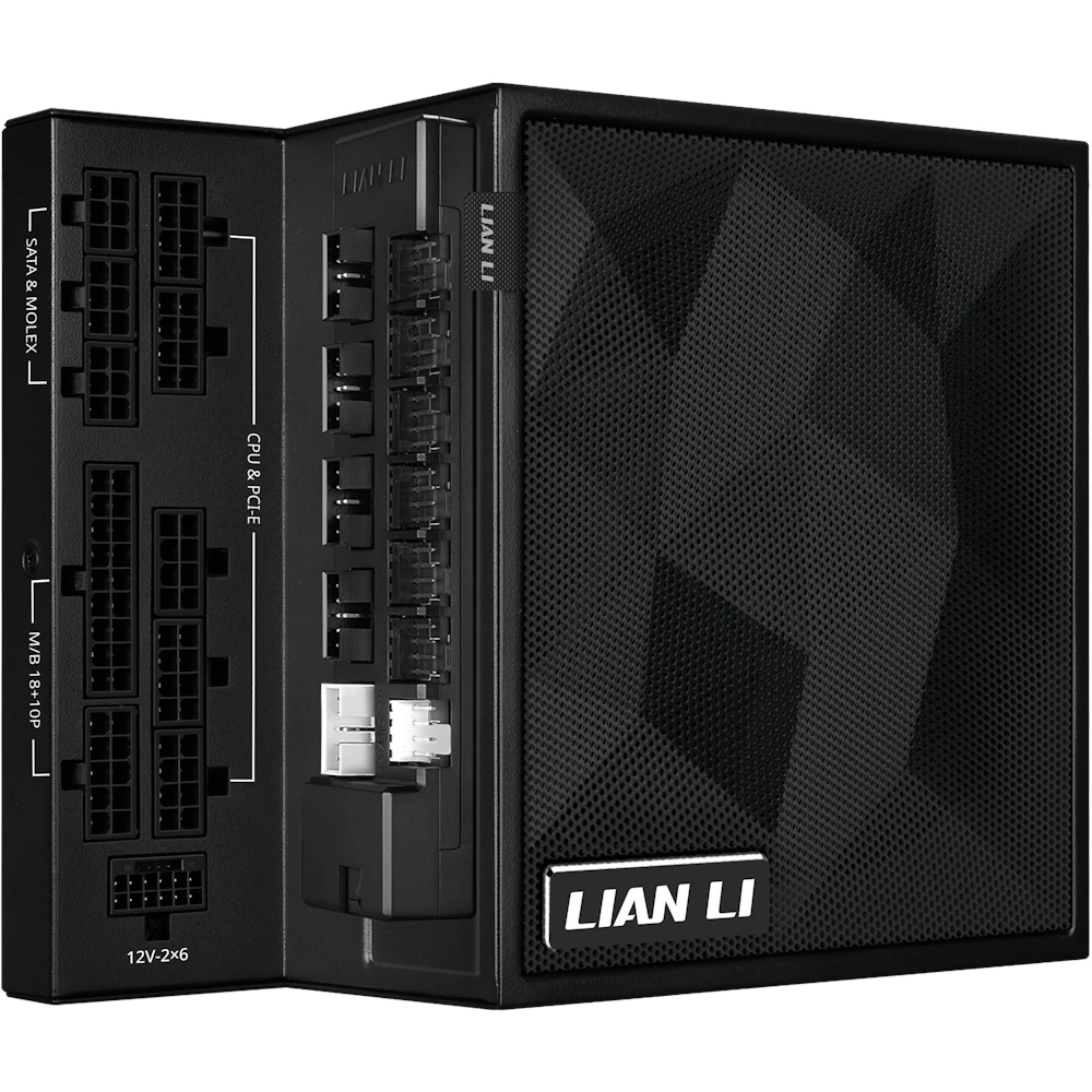 A large main feature product image of Lian Li Edge V2 1000W Gold PCIe 5.1 ATX 3.1 Modular PSU w/ Edge Hub (Black)