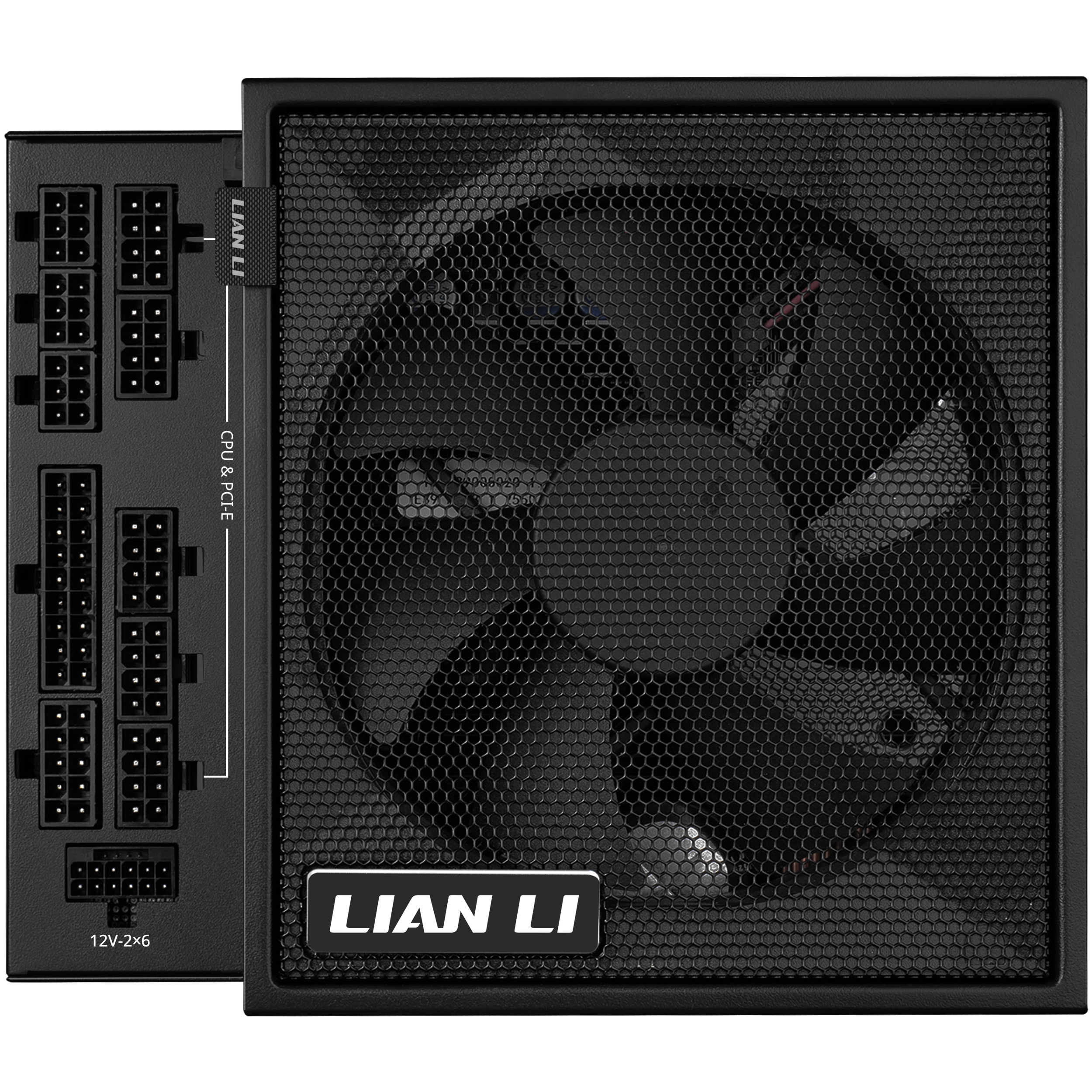 A large main feature product image of Lian Li Edge V2 1000W Gold PCIe 5.1 ATX 3.1 Modular PSU w/ Edge Hub (Black)