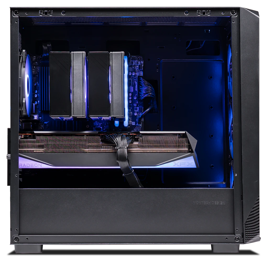 A large main feature product image of PLE Nova RX 9070 XT Prebuilt Ready To Go Gaming PC