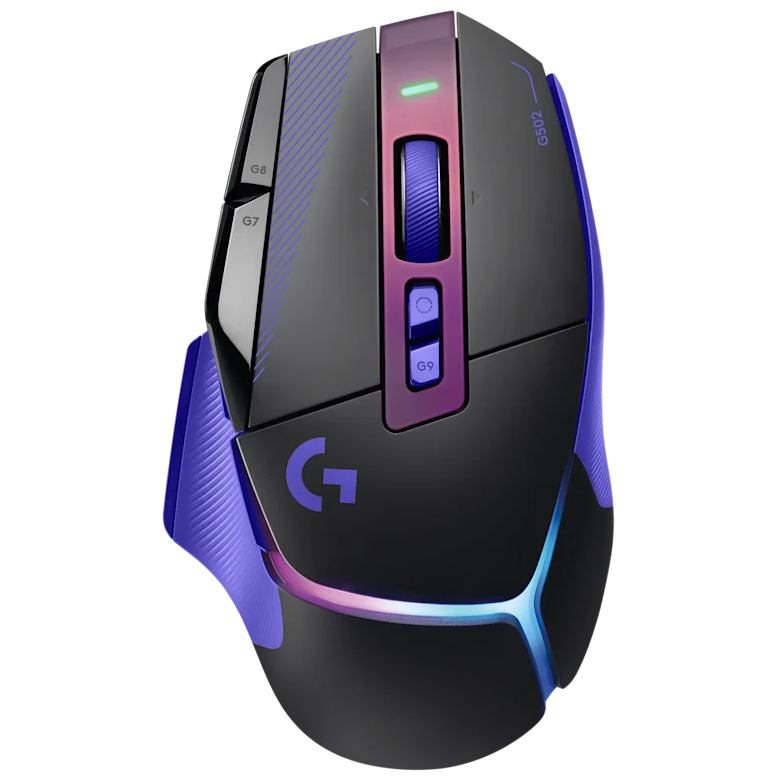 A large main feature product image of Logitech G502 X PLUS LIGHTSPEED Wireless Gaming Mouse with LIGHTSYNC RGB (Dark Lilac)