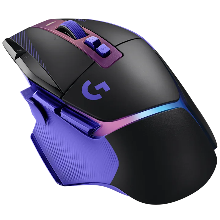 A large main feature product image of Logitech G502 X PLUS LIGHTSPEED Wireless Gaming Mouse with LIGHTSYNC RGB (Dark Lilac)