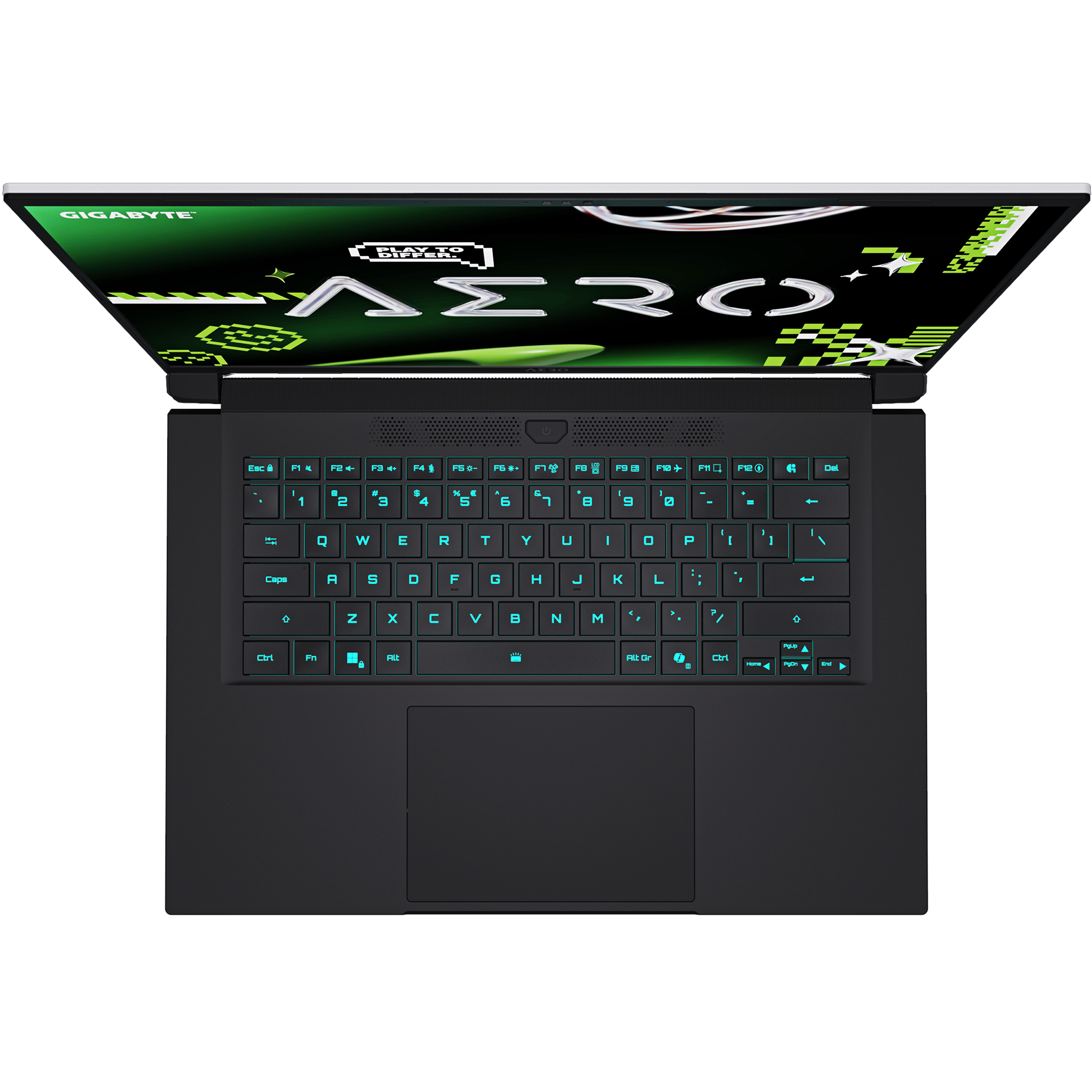 A large main feature product image of Gigabyte AERO X16 (1VH) - 16" 165Hz, Ryzen 7 AI 350, RTX 5060, 16GB/512GB Win 11 Gaming Notebook (Lunar White)
