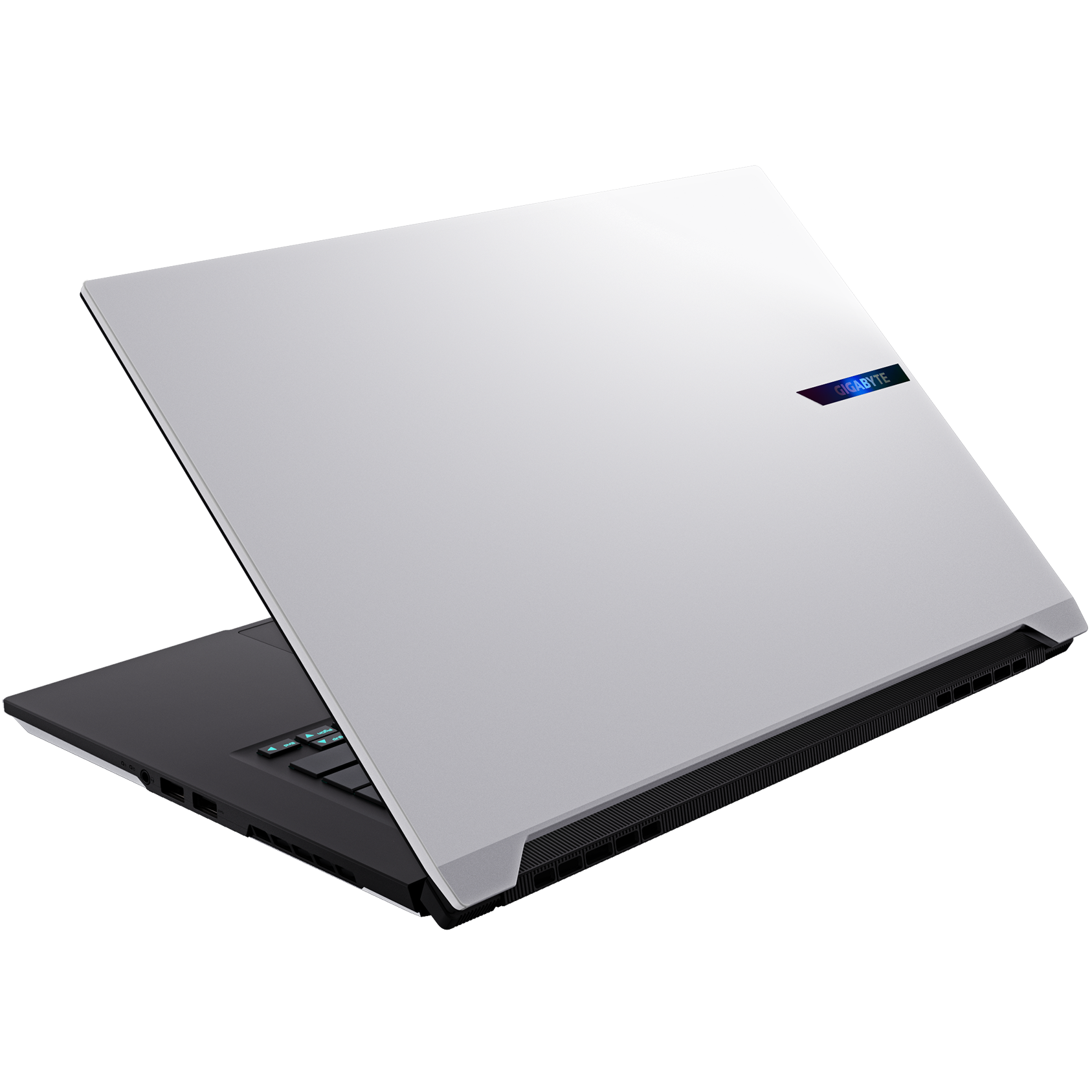 A large main feature product image of Gigabyte AERO X16 (1VH) - 16" 165Hz, Ryzen 7 AI 350, RTX 5060, 16GB/512GB Win 11 Gaming Notebook (Lunar White)