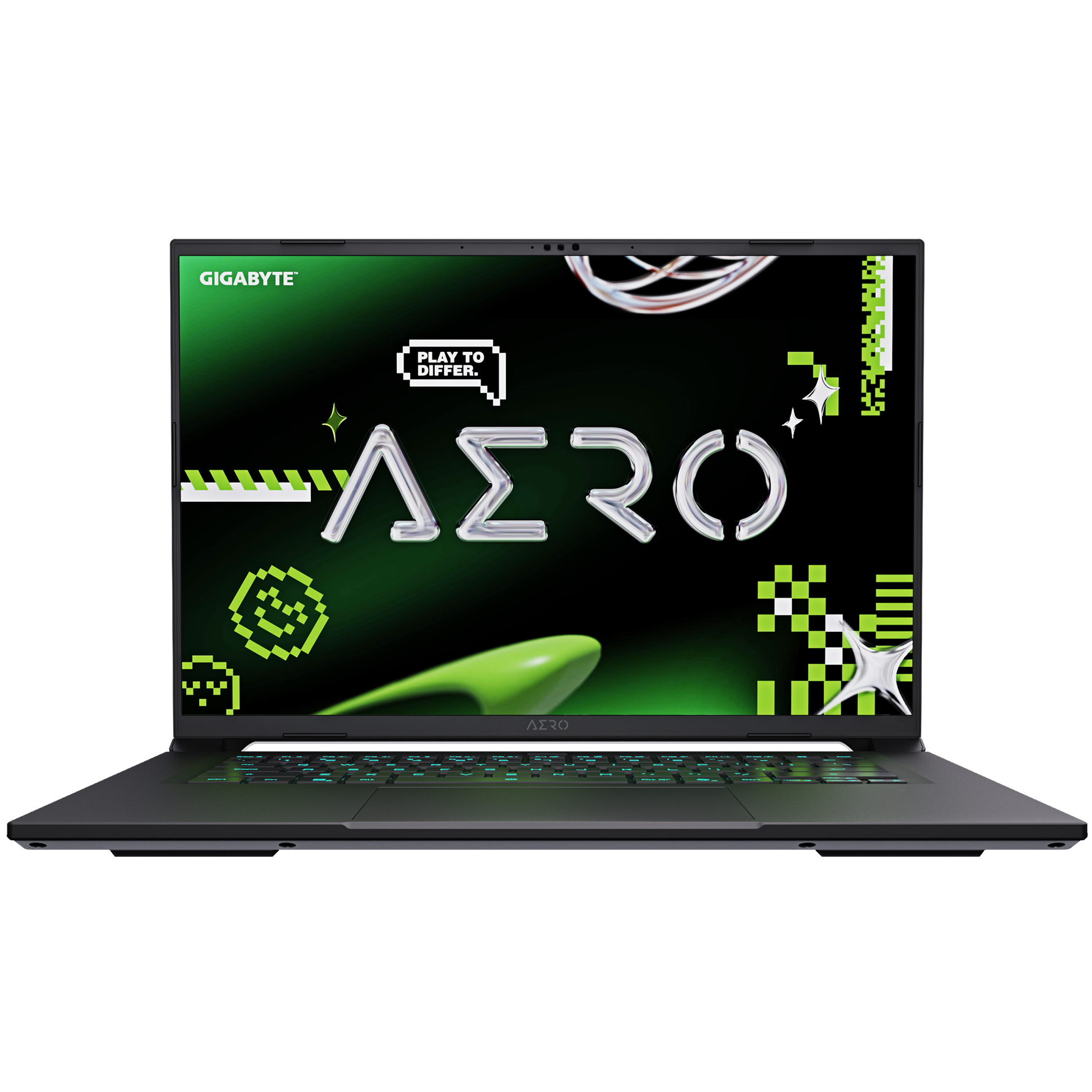 A large main feature product image of Gigabyte AERO X16 (4WH) - 16" 165Hz, Ryzen 9 AI 465, RTX 5070, 16GB/1TB Win 11 Gaming Notebook (Lunar White)
