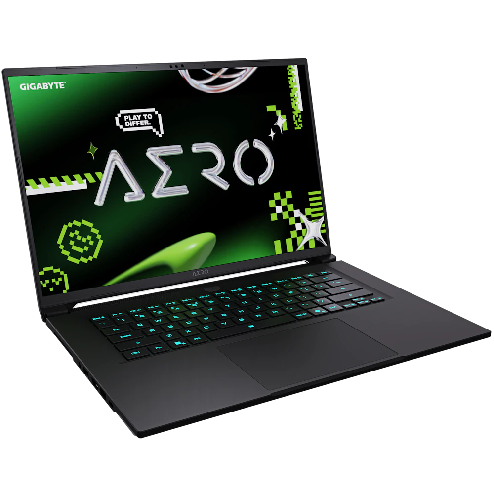 A large main feature product image of Gigabyte AERO X16 (4WH) - 16" 165Hz, Ryzen 9 AI 465, RTX 5070, 16GB/1TB Win 11 Gaming Notebook (Lunar White)