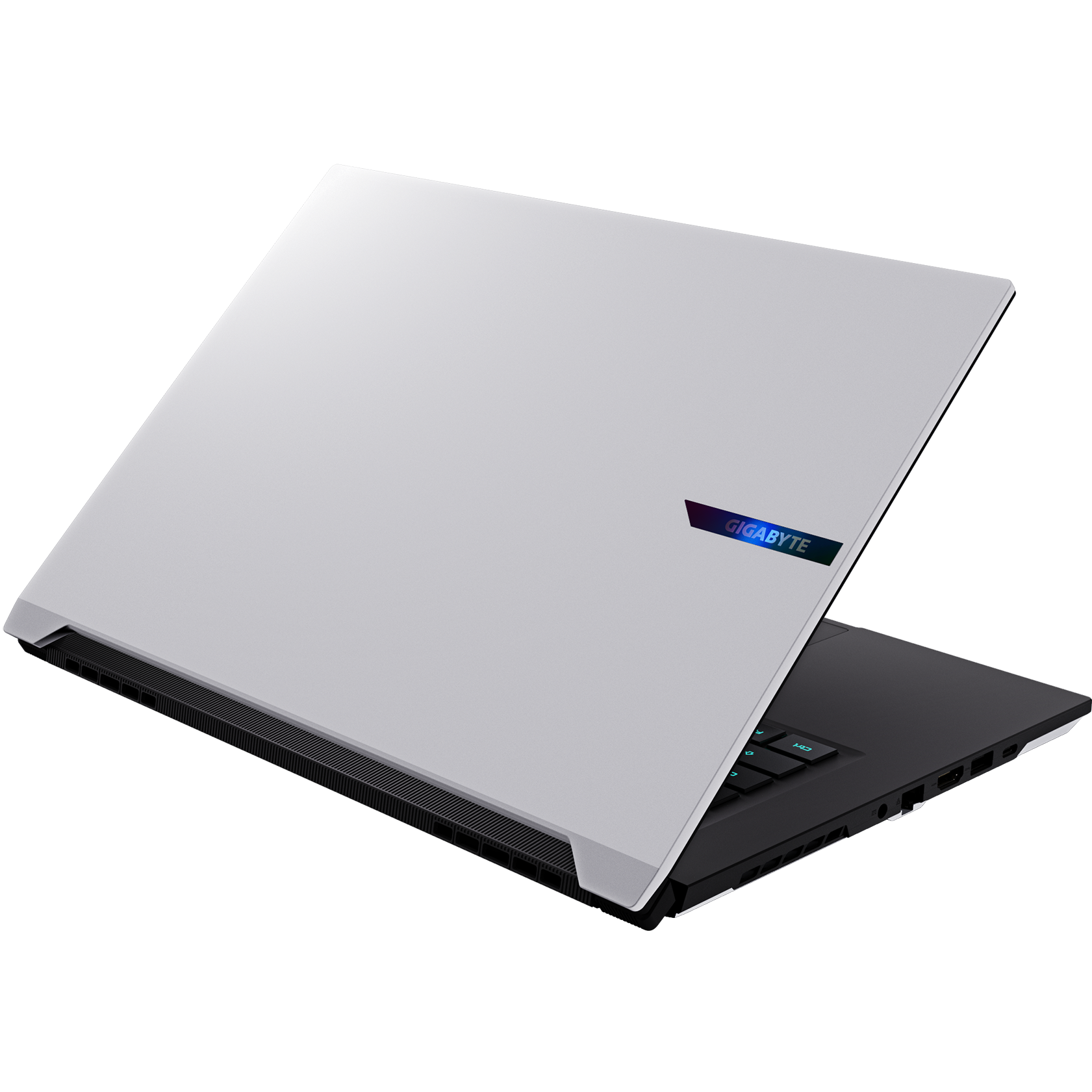 A large main feature product image of Gigabyte AERO X16 (4WH) - 16" 165Hz, Ryzen 9 AI 465, RTX 5070, 16GB/1TB Win 11 Gaming Notebook (Lunar White)