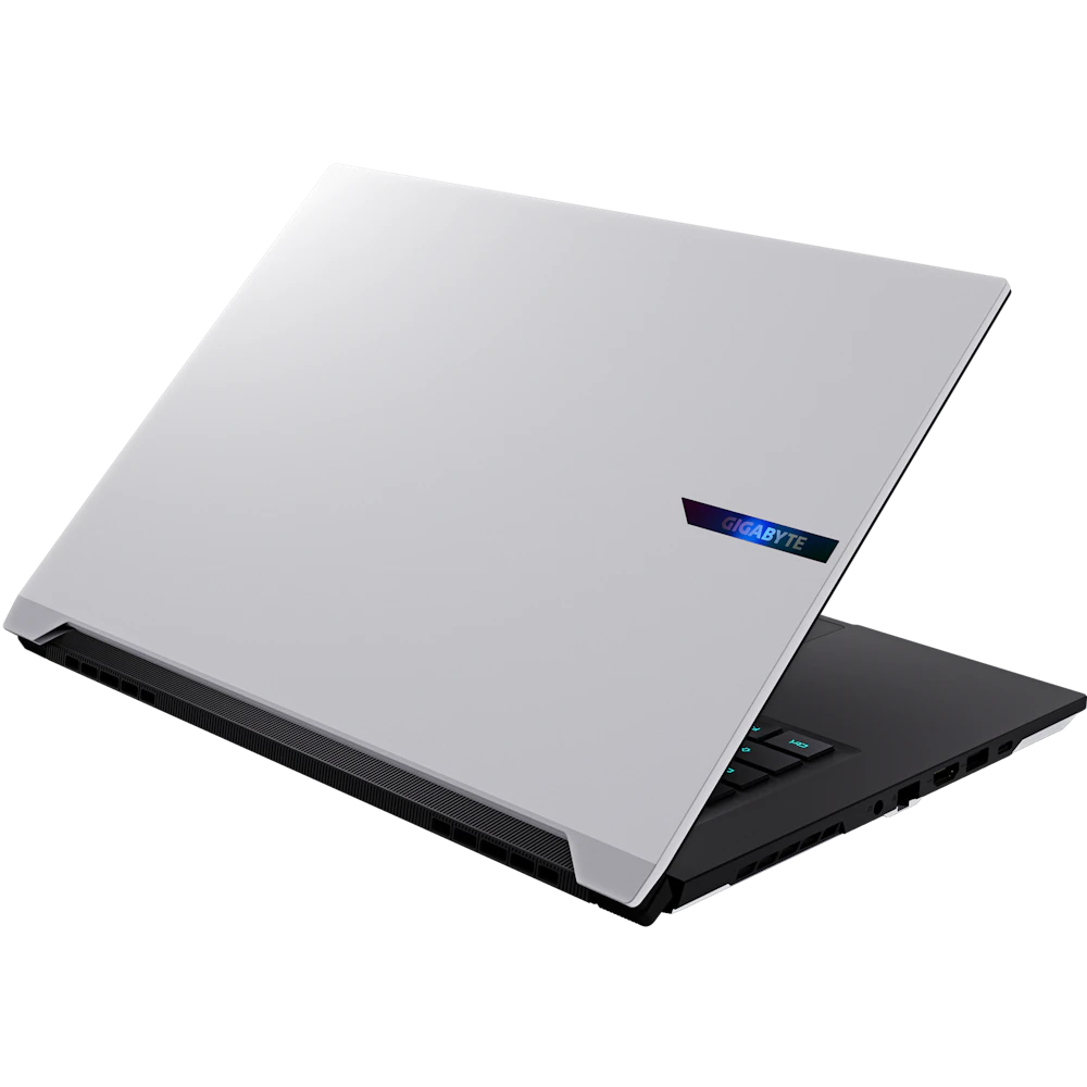 A large main feature product image of Gigabyte AERO X16 (4WH) - 16" 165Hz, Ryzen 9 AI 465, RTX 5070, 16GB/1TB Win 11 Gaming Notebook (Lunar White)