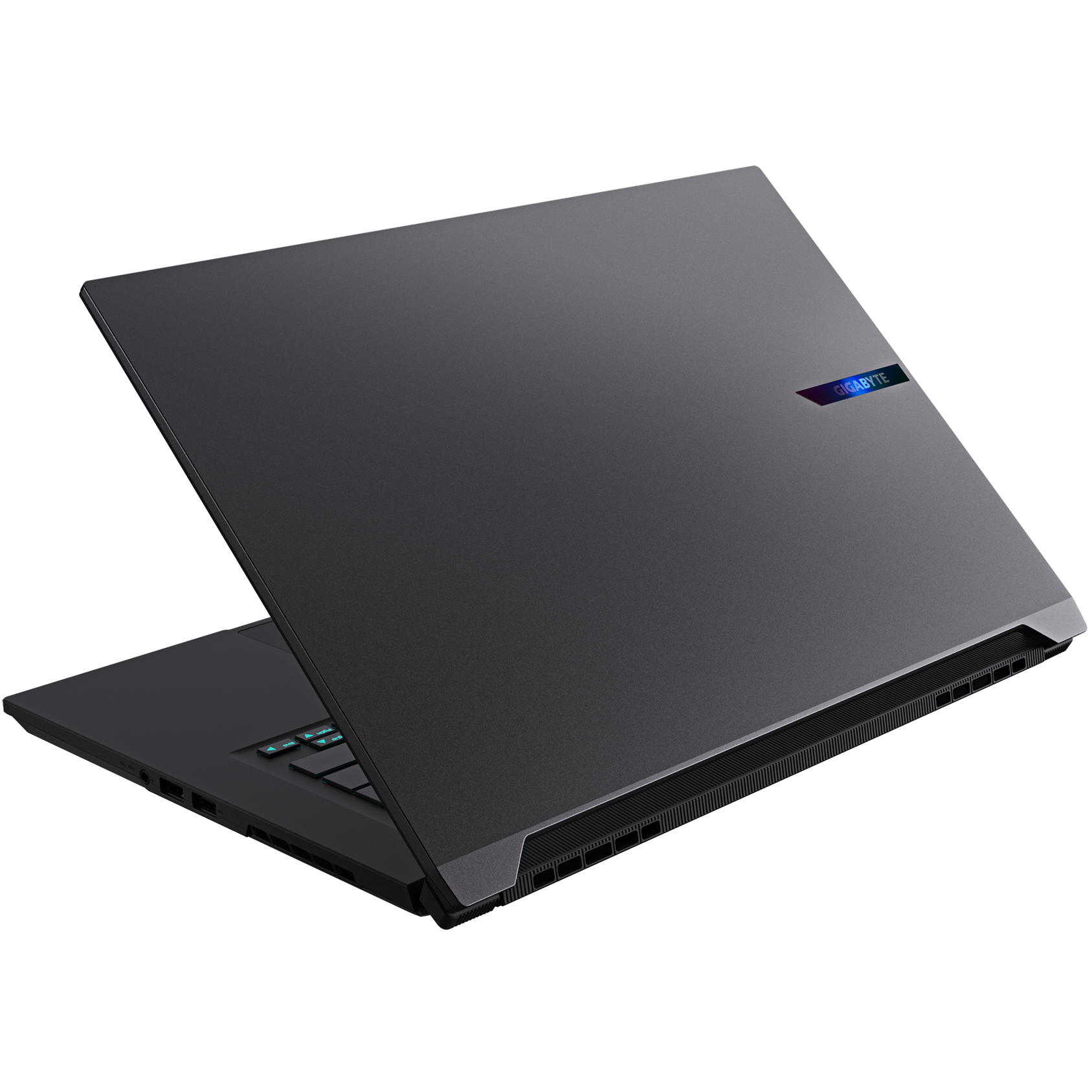 A large main feature product image of Gigabyte AERO X16 (4WH) - 16" 165Hz, Ryzen 9 AI 465, RTX 5070, 16GB/1TB Win 11 Gaming Notebook (Space Gray)