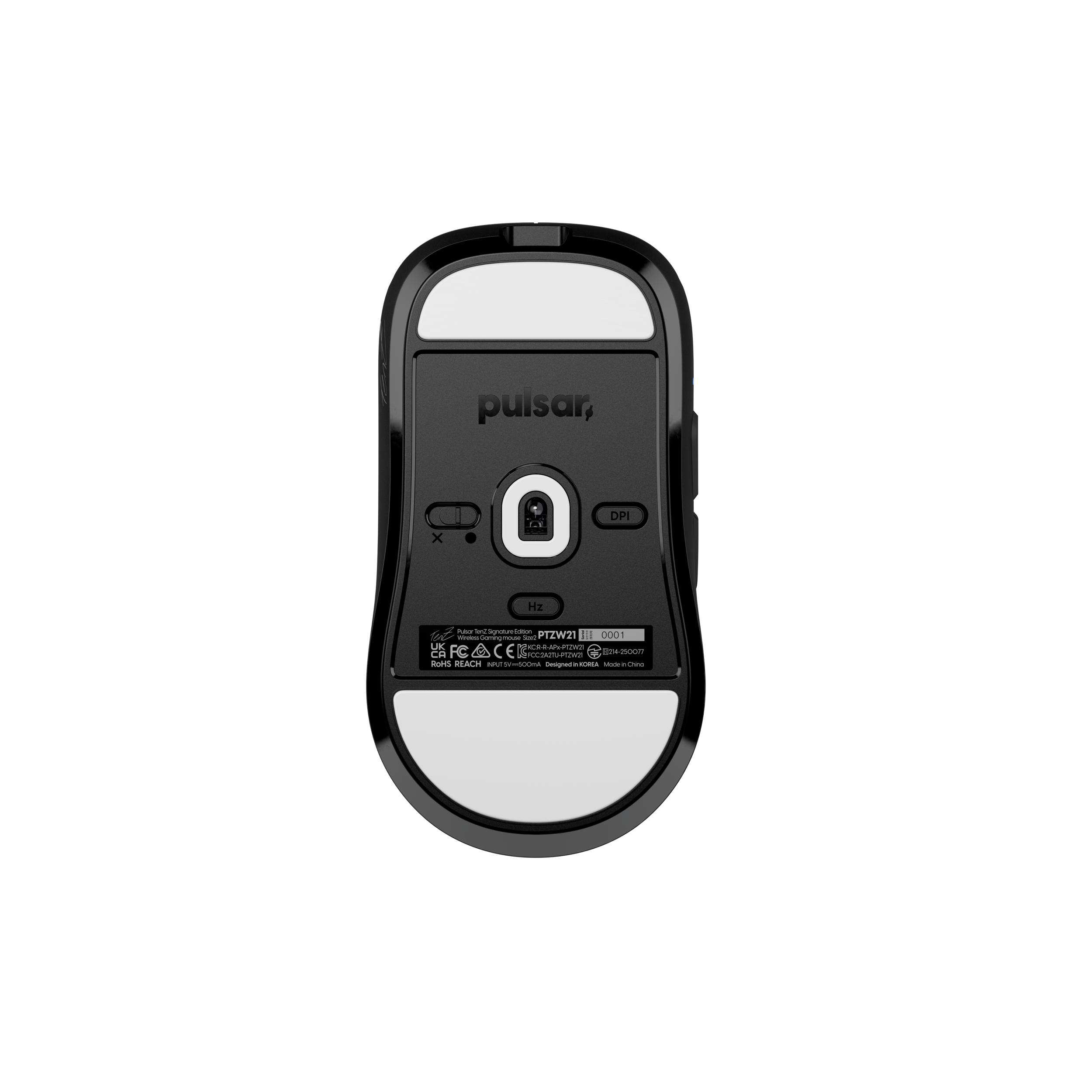 A large main feature product image of EX-DEMO Pulsar TenZ Signature Edition - 47g Ultra-Lightweight 8K Wireless Gaming Mouse (Black)