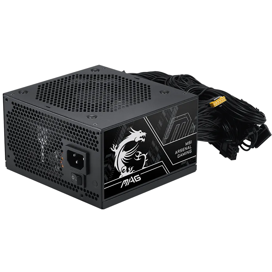 A large main feature product image of EX-DEMO MSI MAG A750BN PCIE5 III - 750W Bronze PCIe 5.1 ATX 3.1 PSU