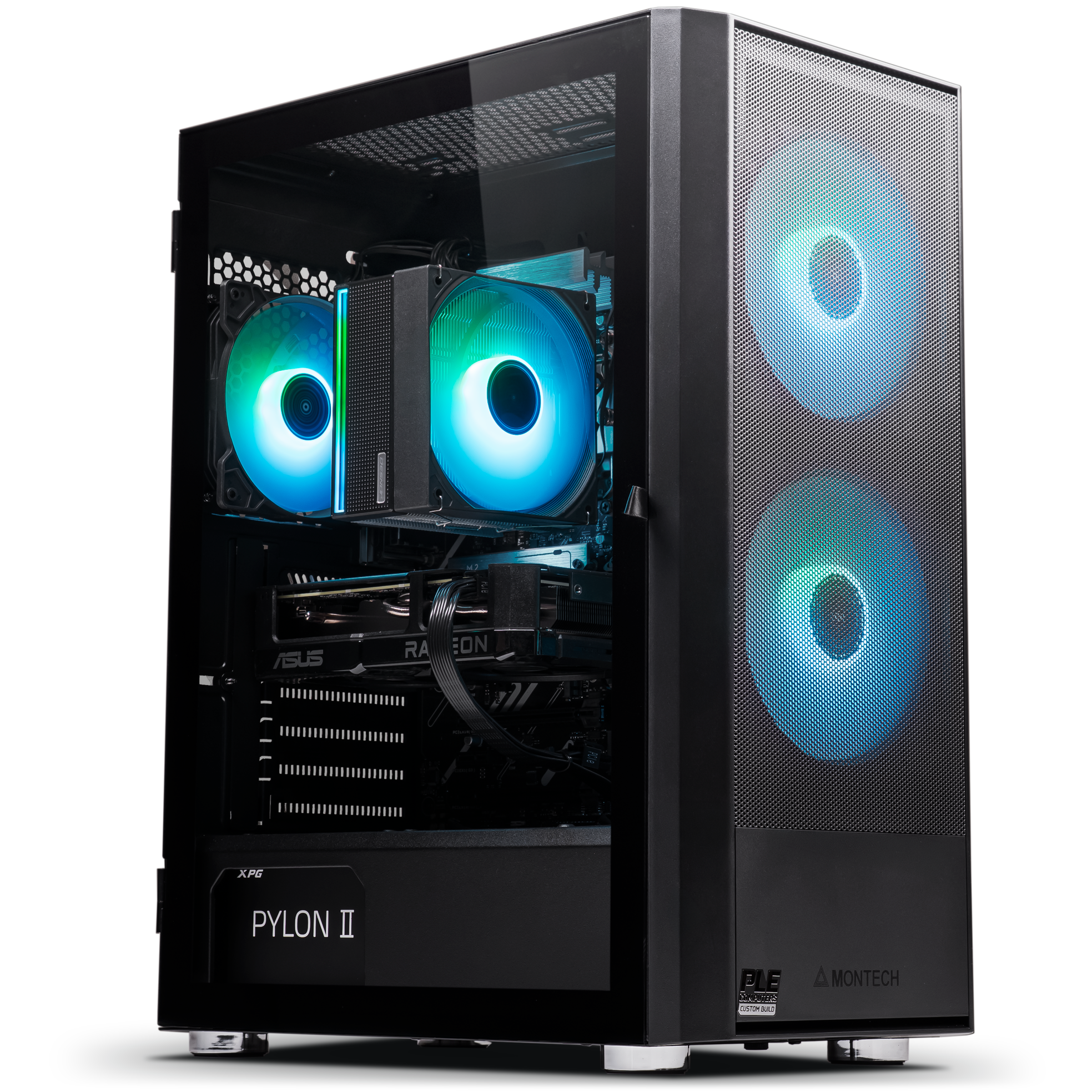 A large main feature product image of PLE Tide RX 9060 XT Prebuilt Ready To Go Gaming PC
