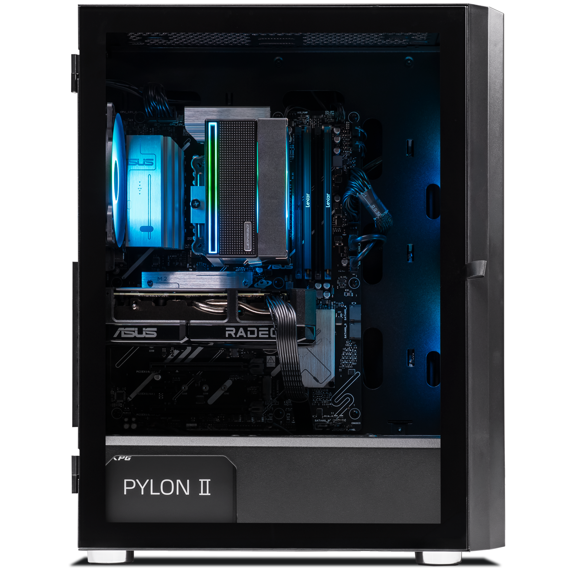 A large main feature product image of PLE Tide RX 9060 XT Prebuilt Ready To Go Gaming PC