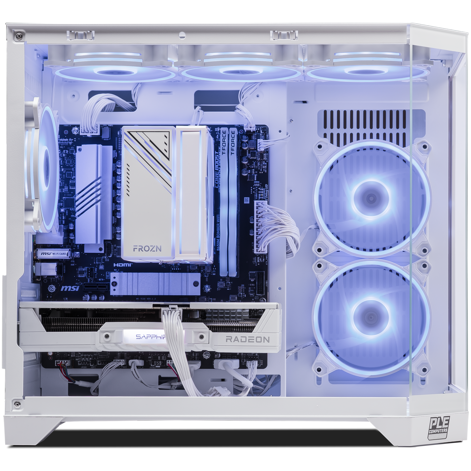A large main feature product image of PLE Polar RX 9060 XT Prebuilt Ready To Go Gaming PC