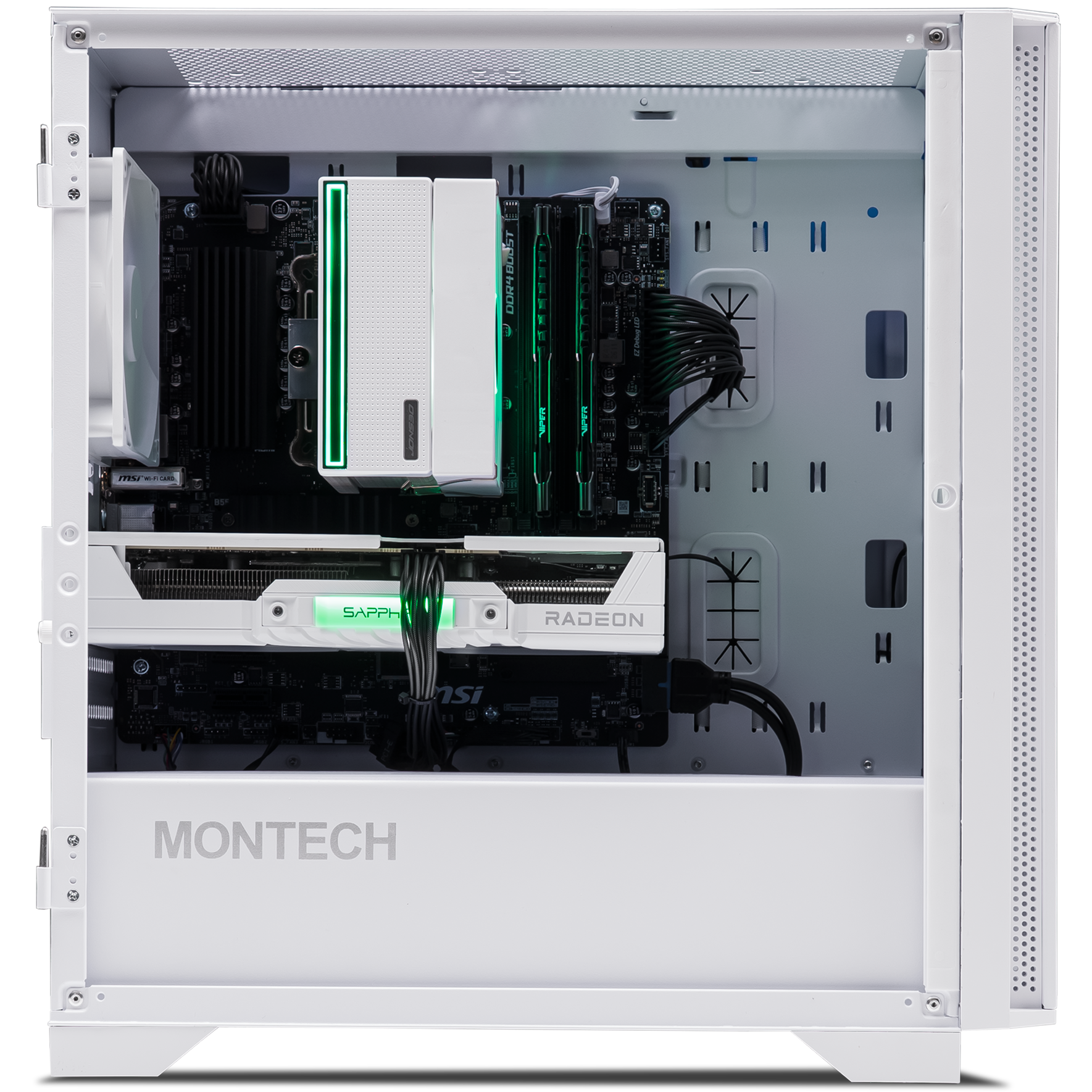A large main feature product image of PLE Aura RX 9060 XT Prebuilt Ready To Go Gaming PC