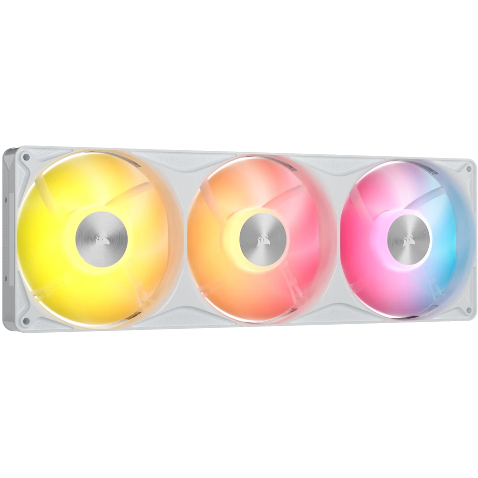 A large main feature product image of Corsair RS360 II Unified Frame ARGB - 360mm PWM Triple Block Fan (White)