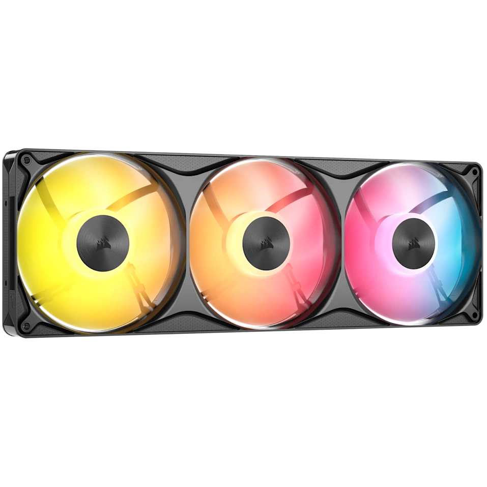 A large main feature product image of Corsair RS360 II Unified Frame ARGB - 360mm PWM Triple Block Fan (Black)