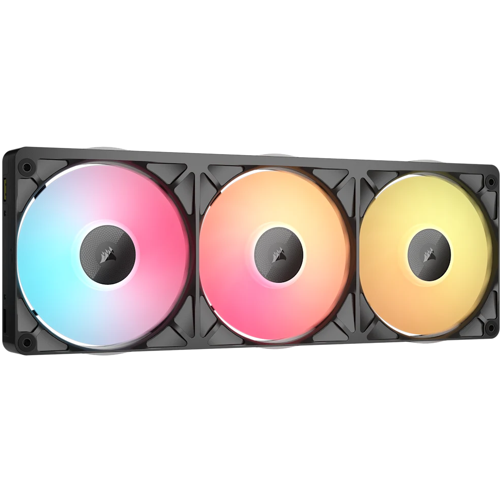 A large main feature product image of Corsair iCUE LINK RX360 II RGB - 360mm PWM Triple Block Fan (Black)