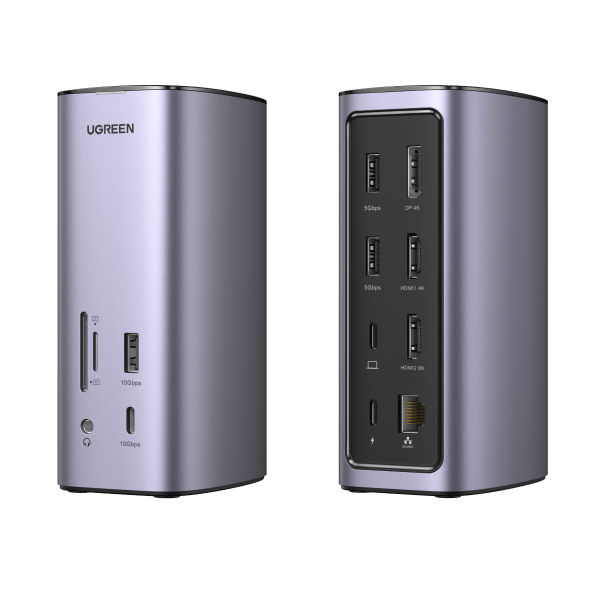A large main feature product image of EX-DEMO UGREEN Revodok Pro 312 12-in-1 4K HDMI Universal Docking Station
